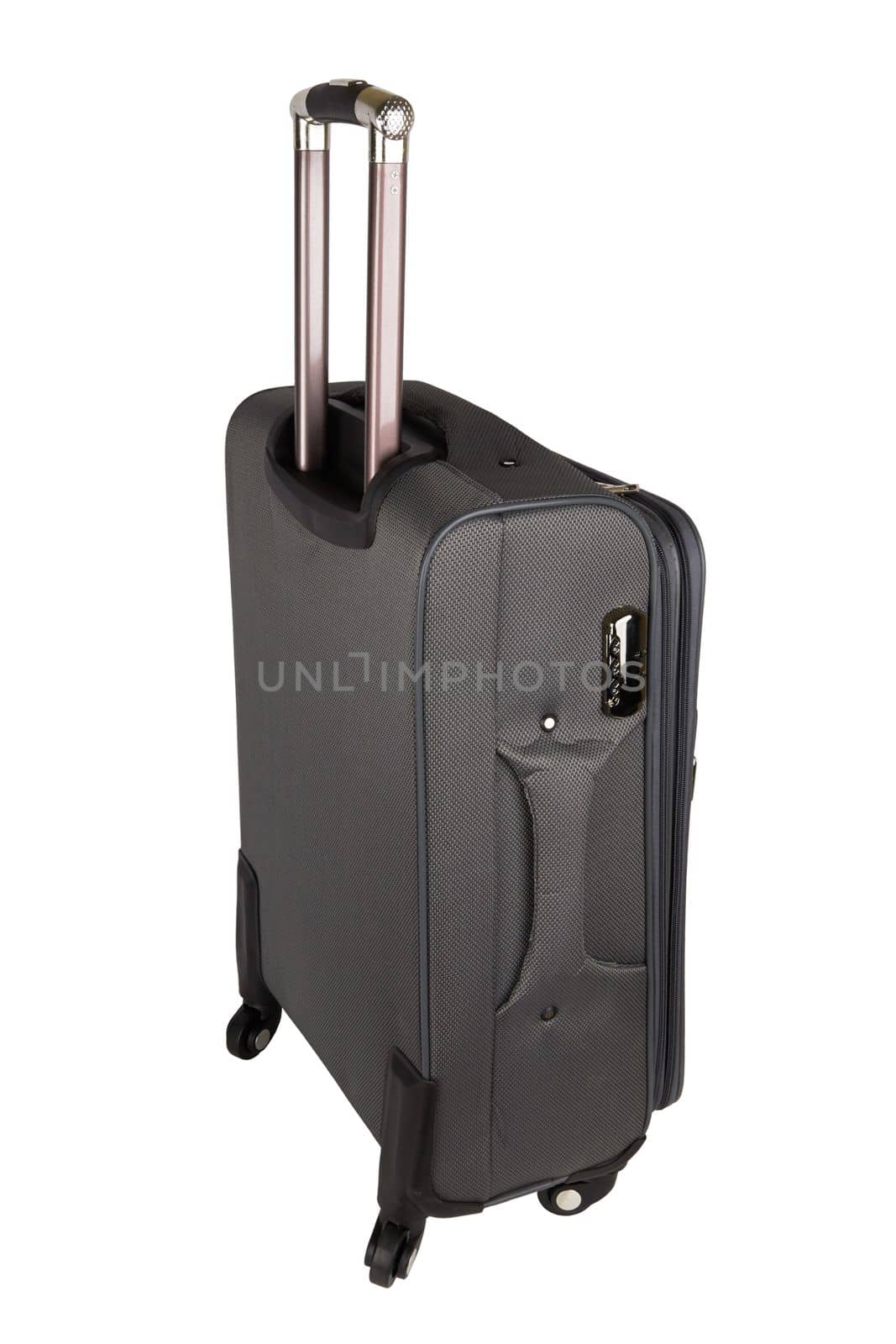 Gray suitcase isolated on a white background