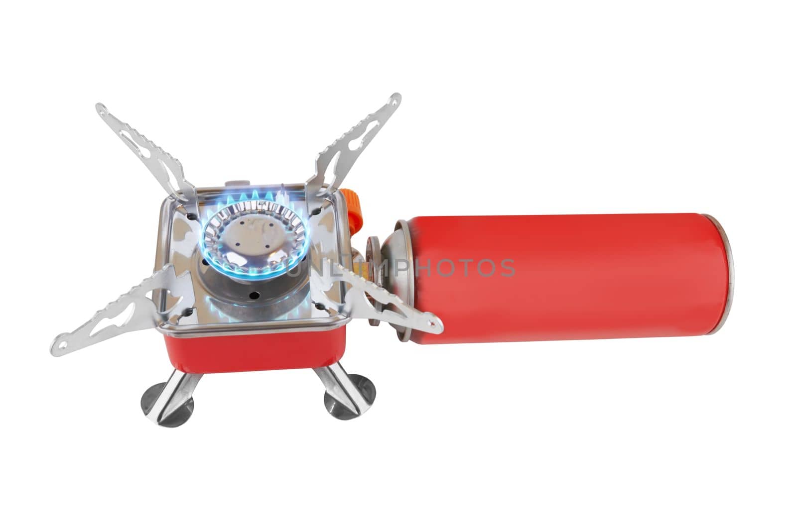 Camping gas stove isolated on a white background