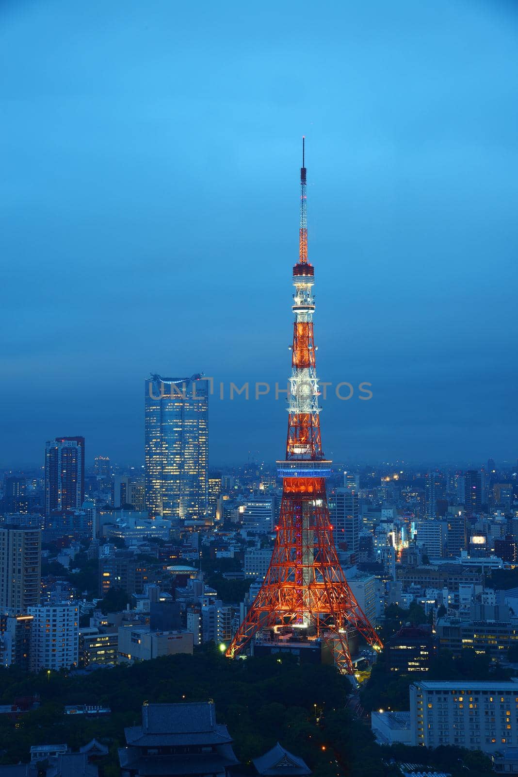 a famous landmark of tokyo tower at night 