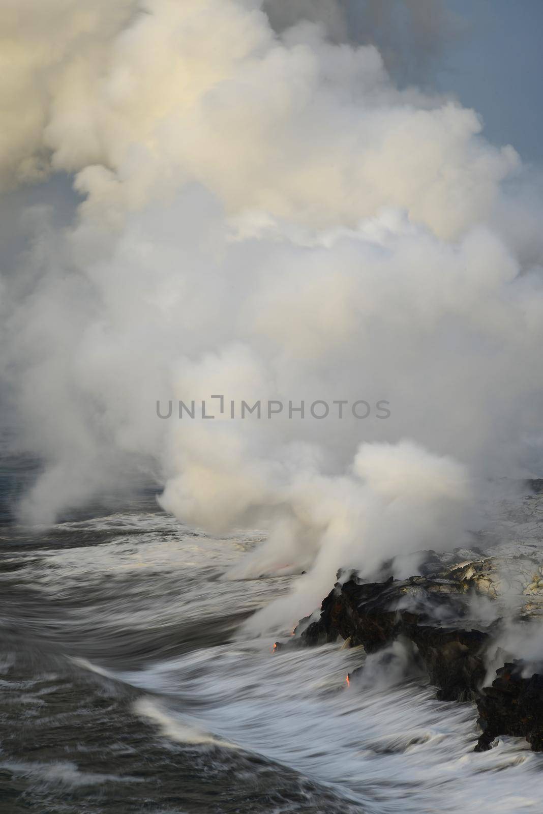 Lava entry to ocean at Big Island, Hawaii