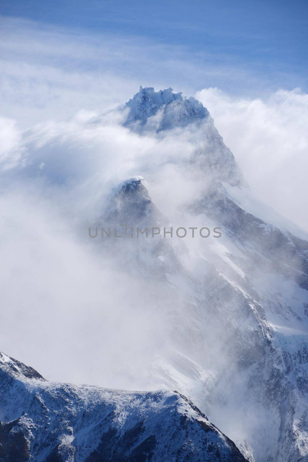 jagged mountain peaks in Torres del Paine National Park in Chilean patagonia