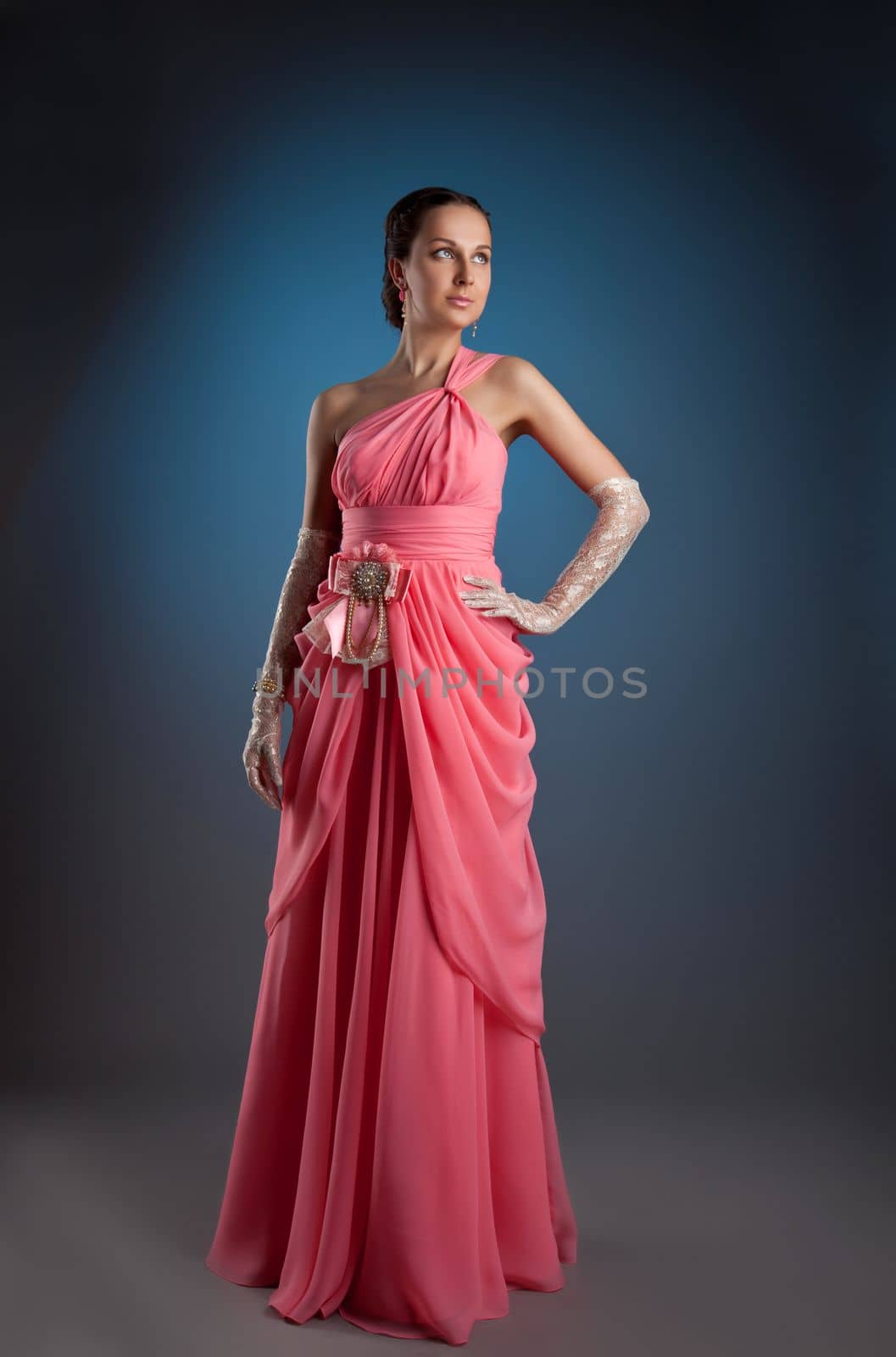 beauty woman posing in rose fashion portrait by rivertime