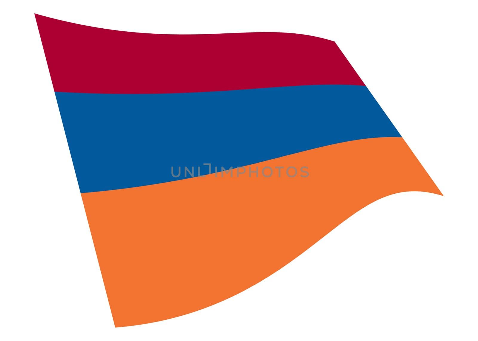 An Armenia waving flag 3d illustration isolated on white with clipping path