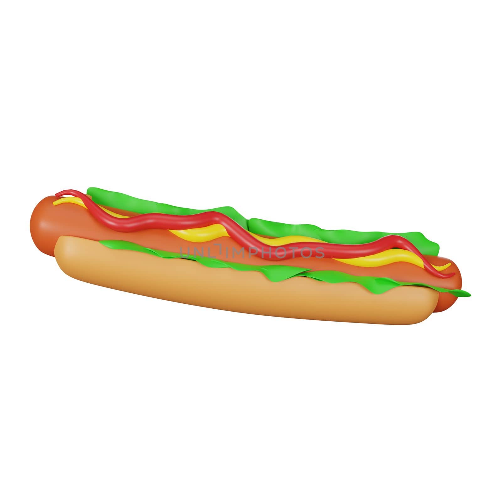 3d rendering of hot dog junk food icon