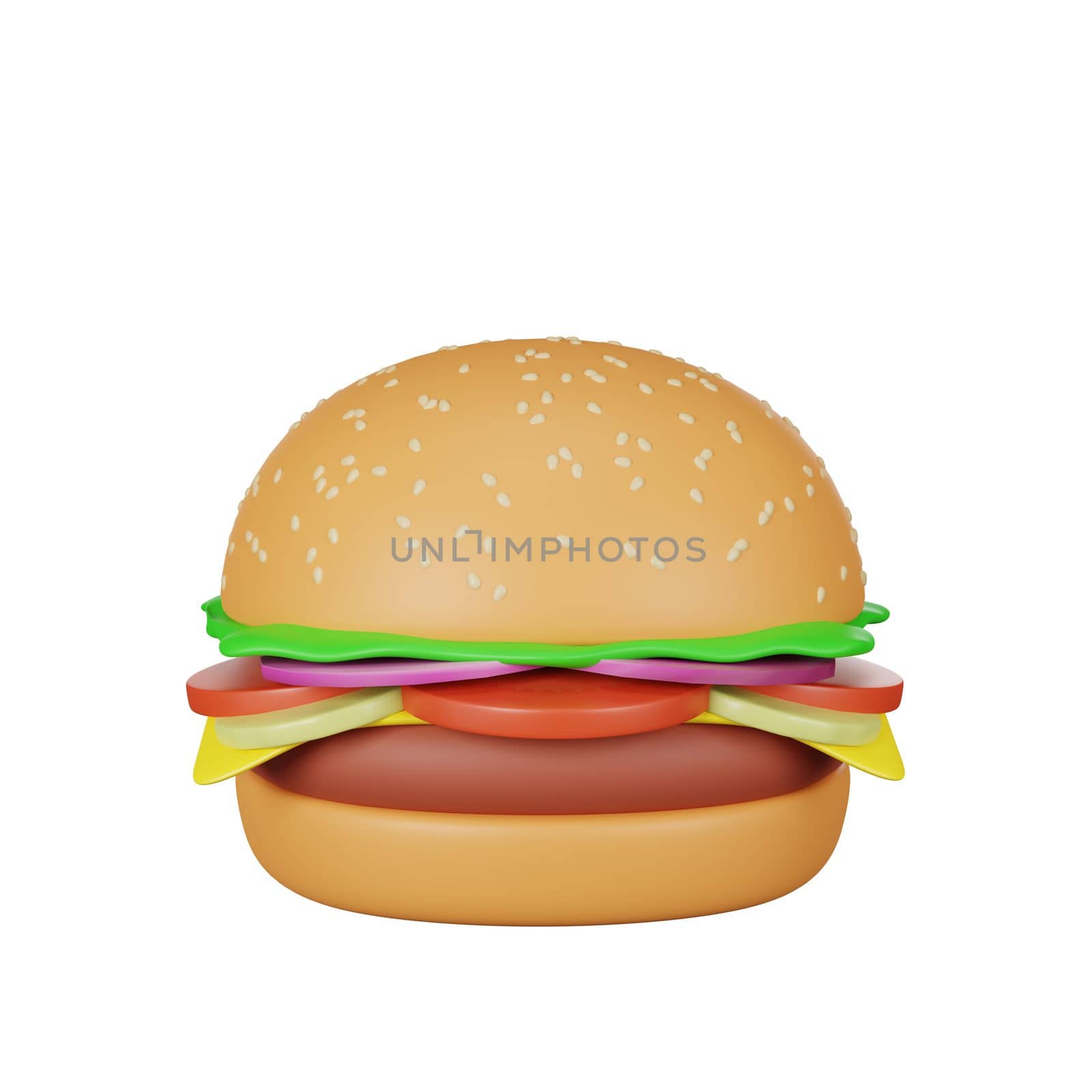 3d rendering of burger junk food icon