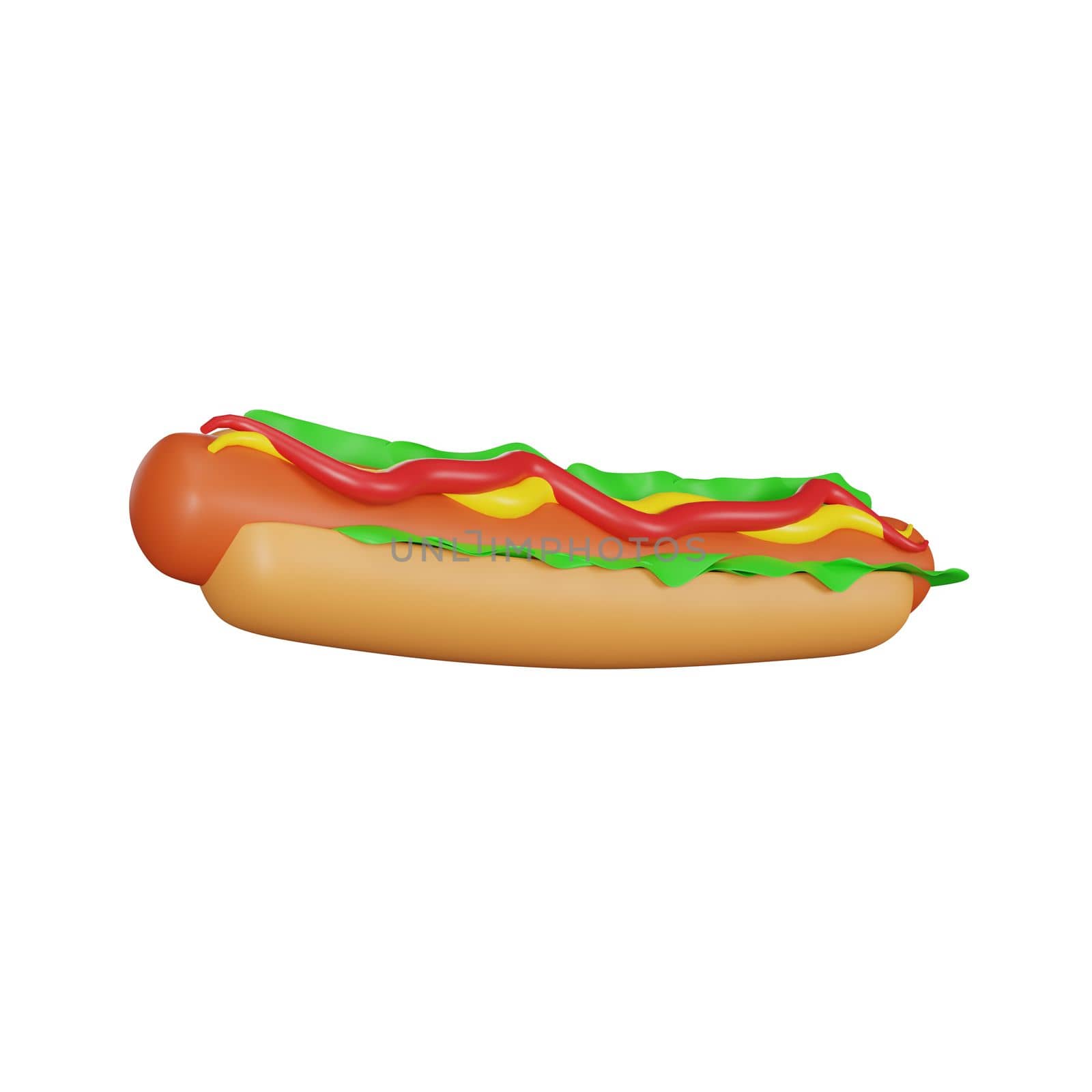 3d rendering of hot dog junk food icon by Rahmat_Djayusman