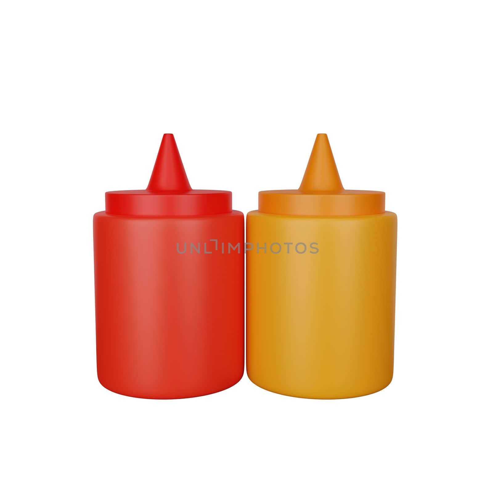 3d rendering of ketchup mustard fast food icon