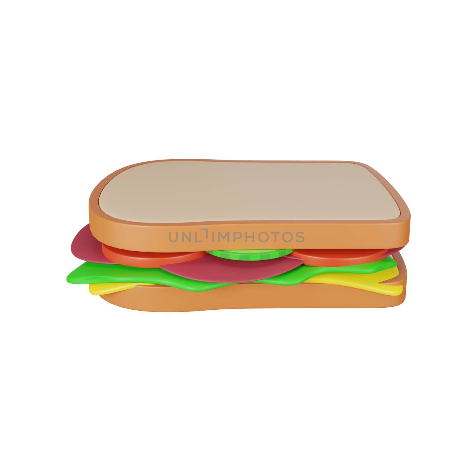 3d rendering of sandwich fast food icon