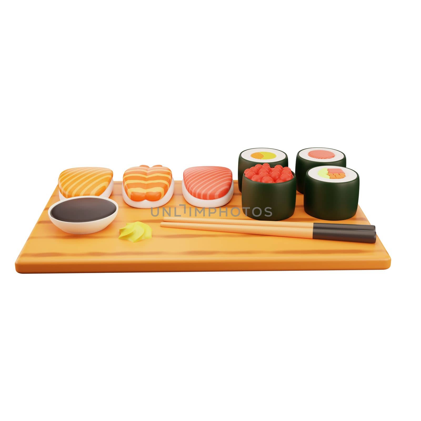 3d rendering of sushi fast food icon