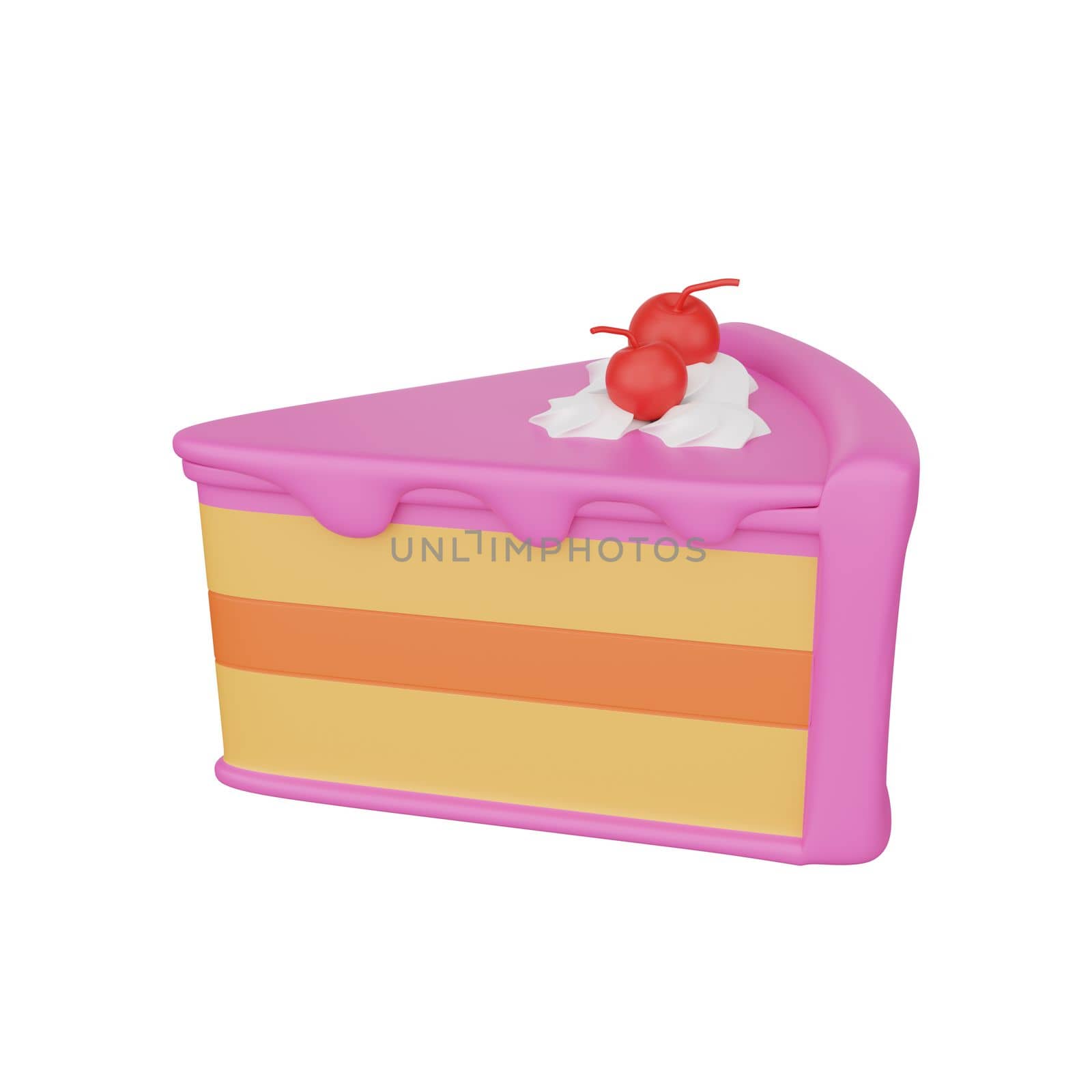 3d rendering of slice cake fast food icon