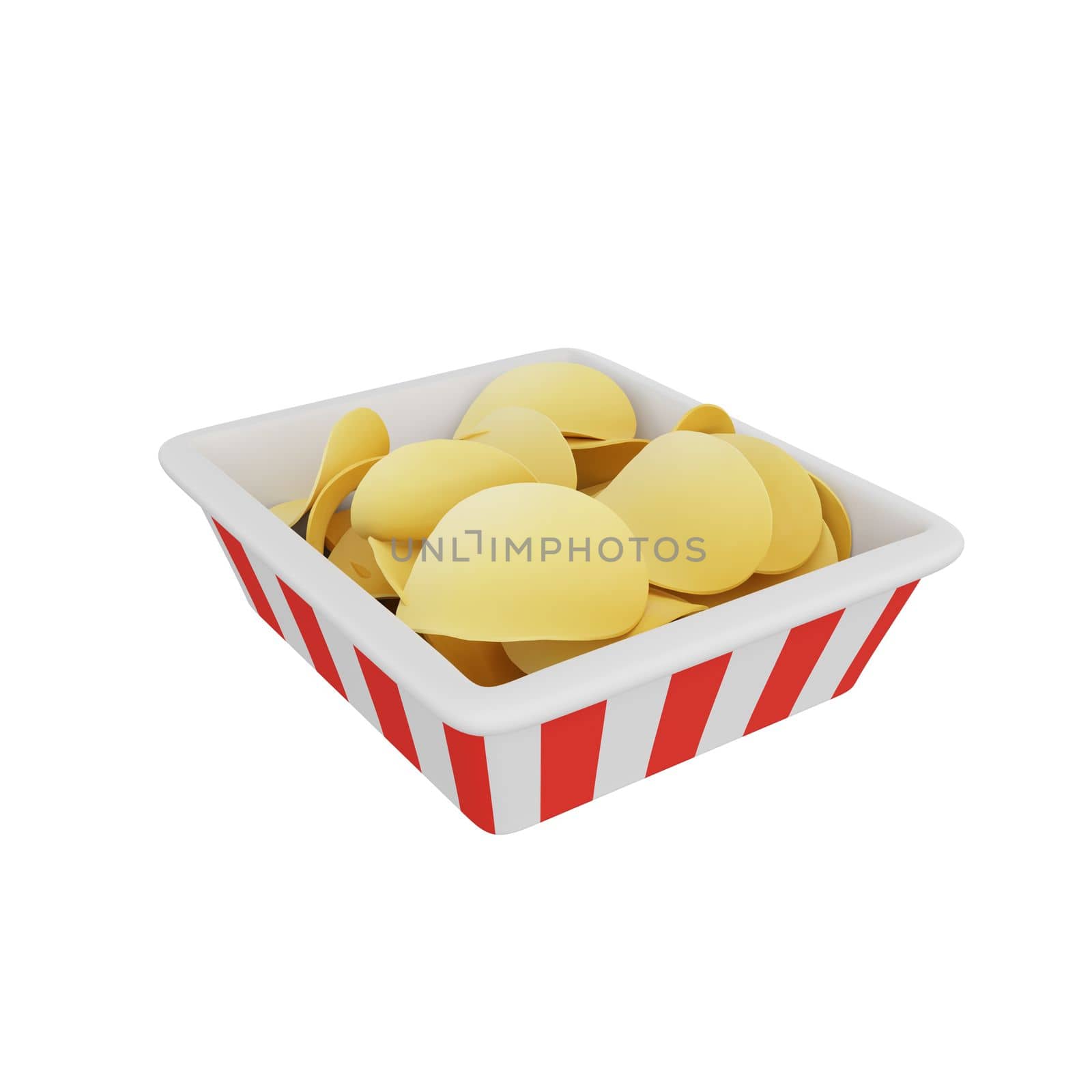 3d rendering of potato chips fast food icon