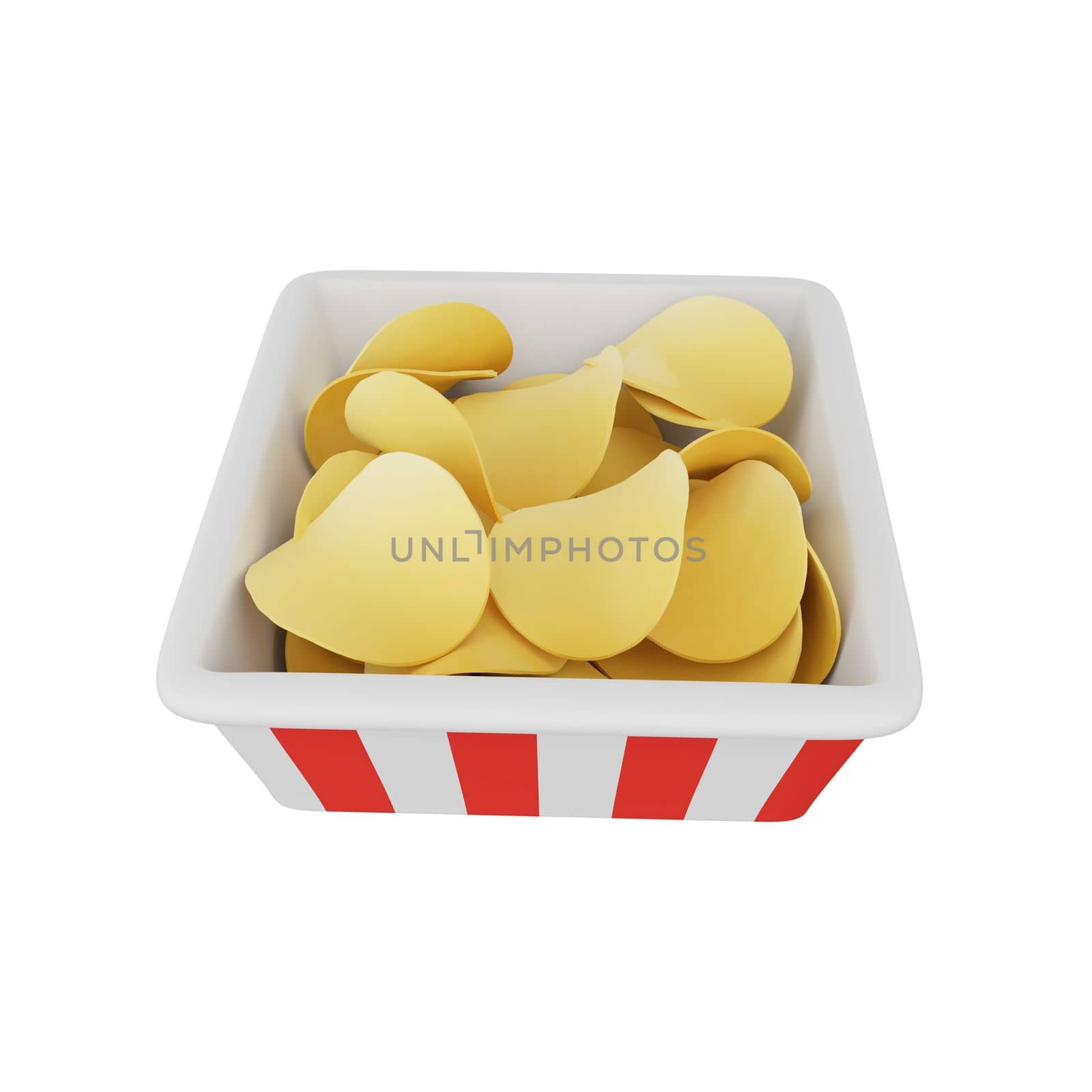 3d rendering of potato chips fast food icon