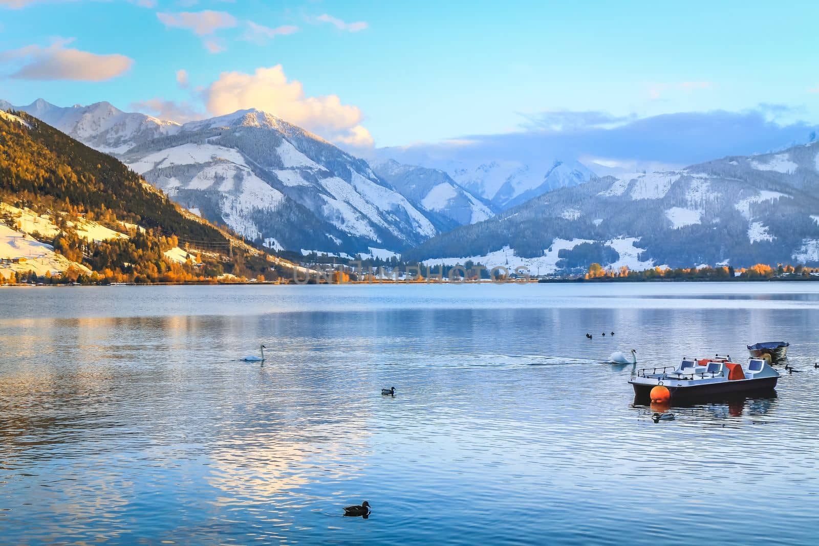 Zell am See and lake idyllic alpine landscape in Carinthia, Austria