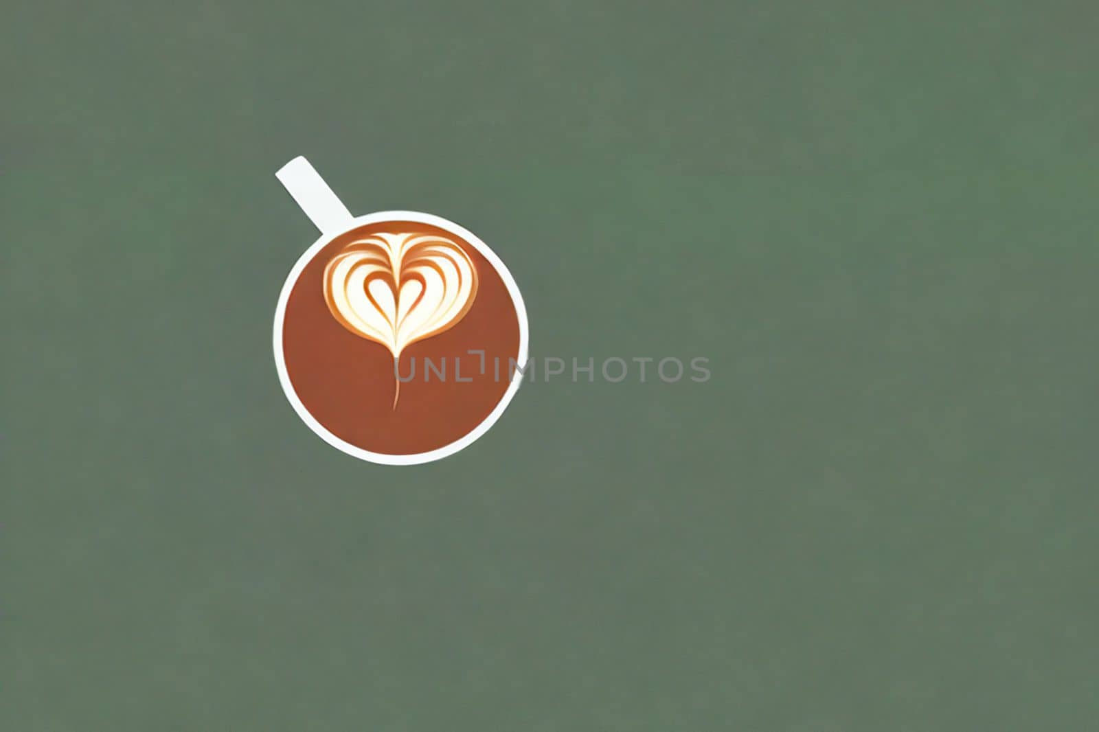 top down view of coffee with art against a green background