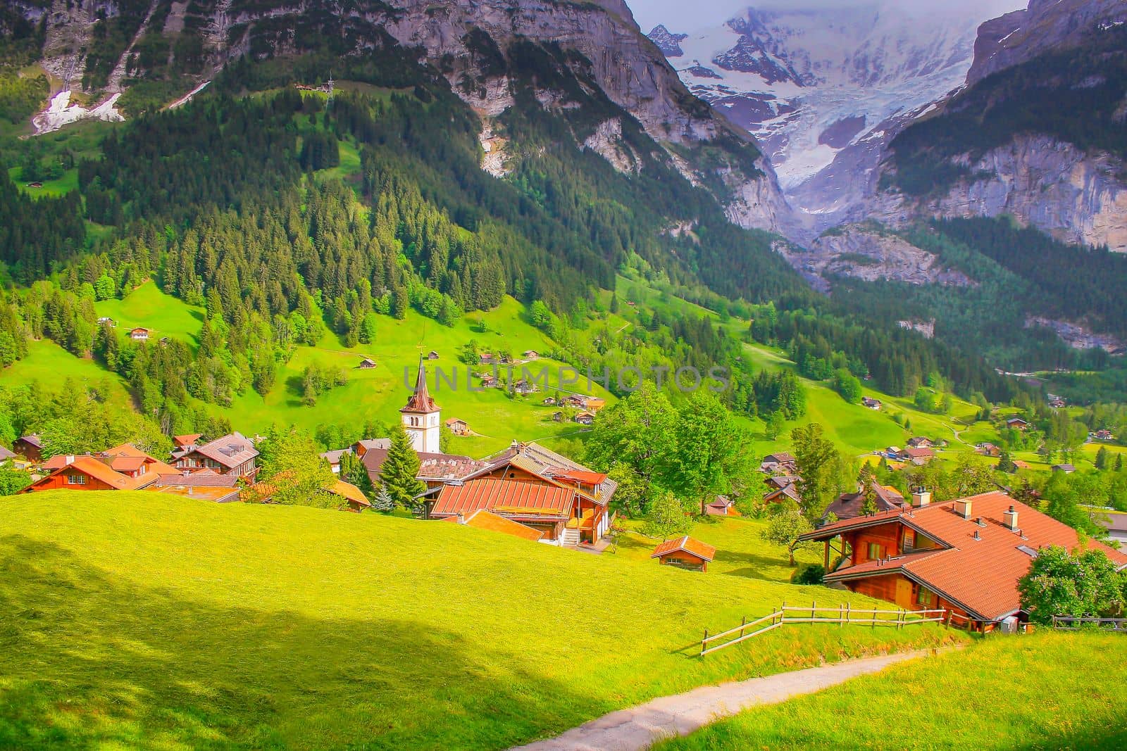 Grindelwald is a village in the Interlaken district in the canton of Berne in Switzerland
