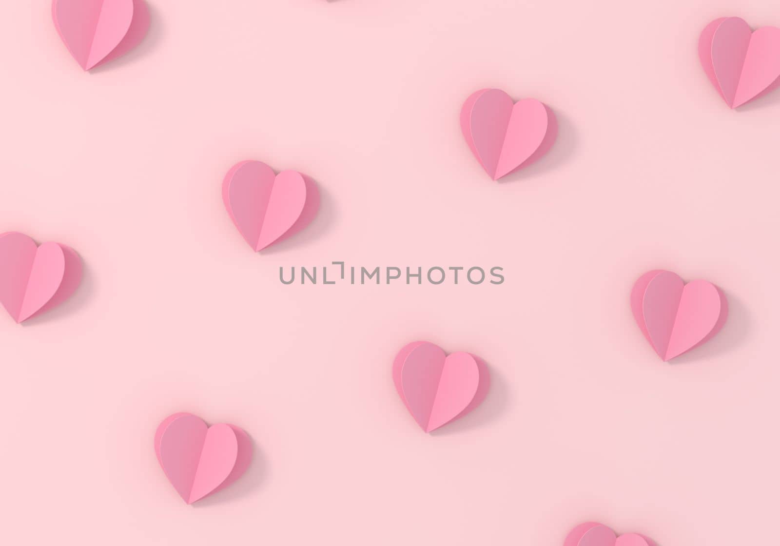 Pattern of Heart paper cut on pink background. Paper cut decorations for Valentine's day or women day. 3D Illustration.