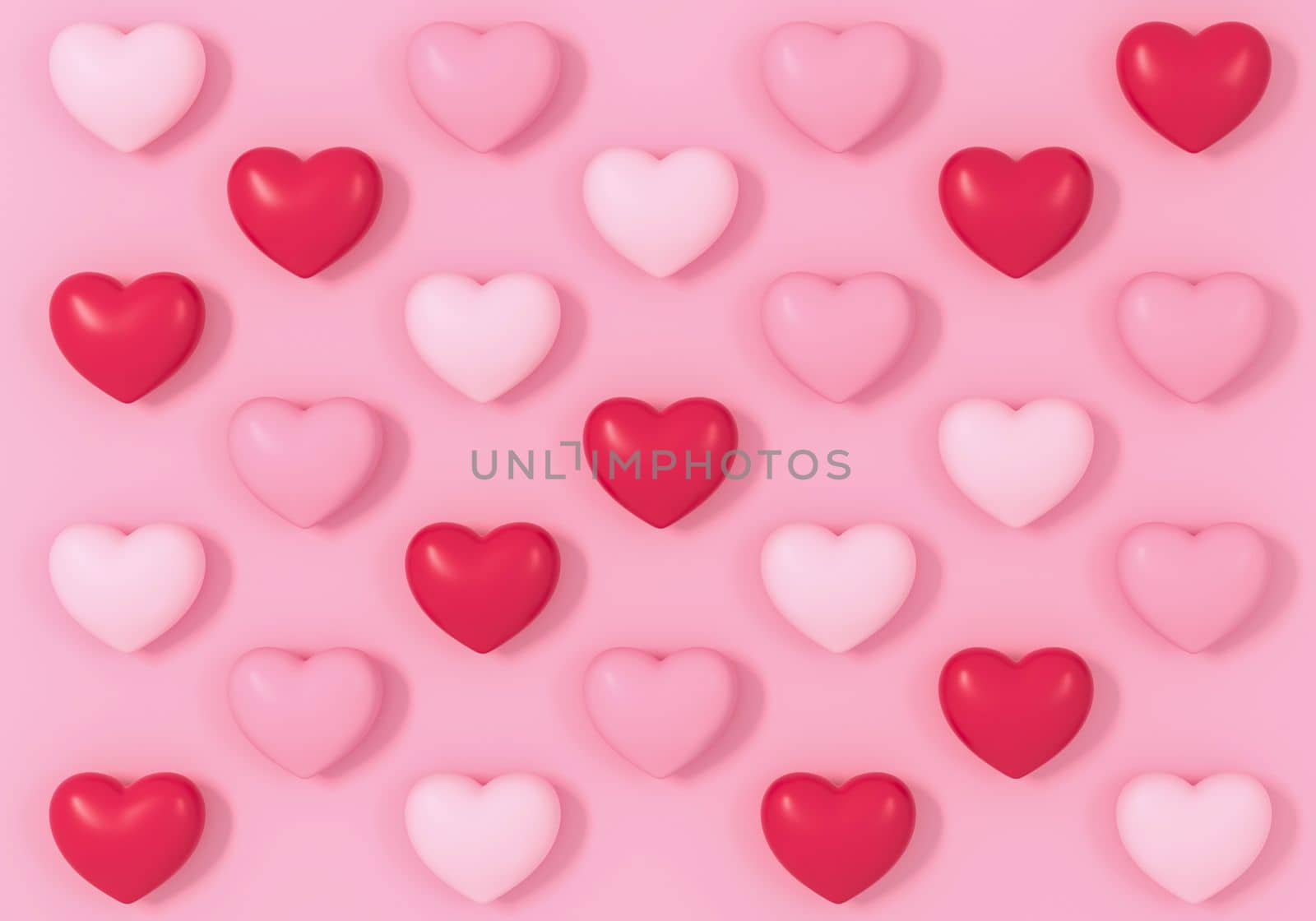 Valentines hearts on pink background for Happy Mother's or Valentine's Day greeting card design. by ImagesRouges