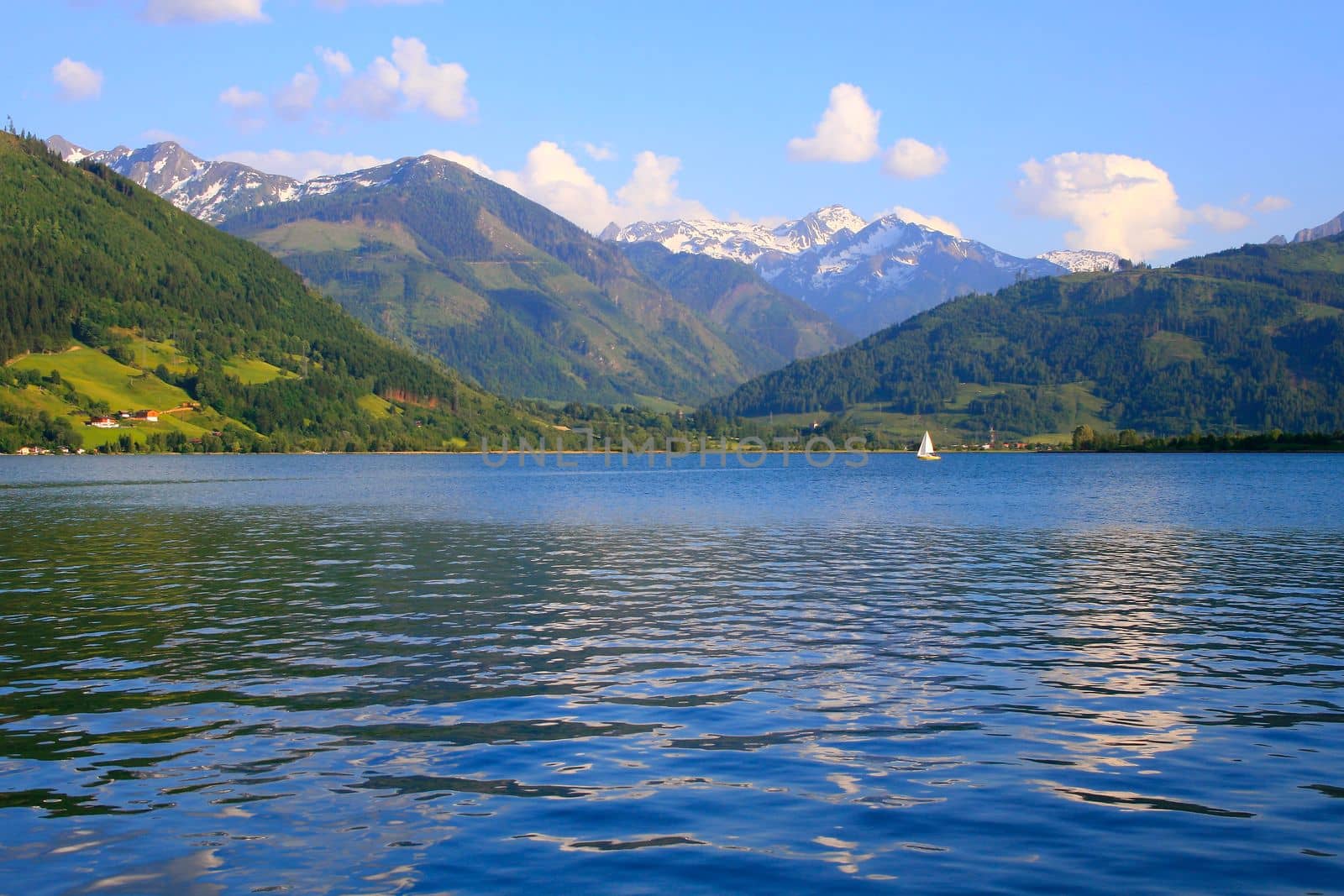 Zell am See and lake idyllic alpine landscape in Carinthia, Austria