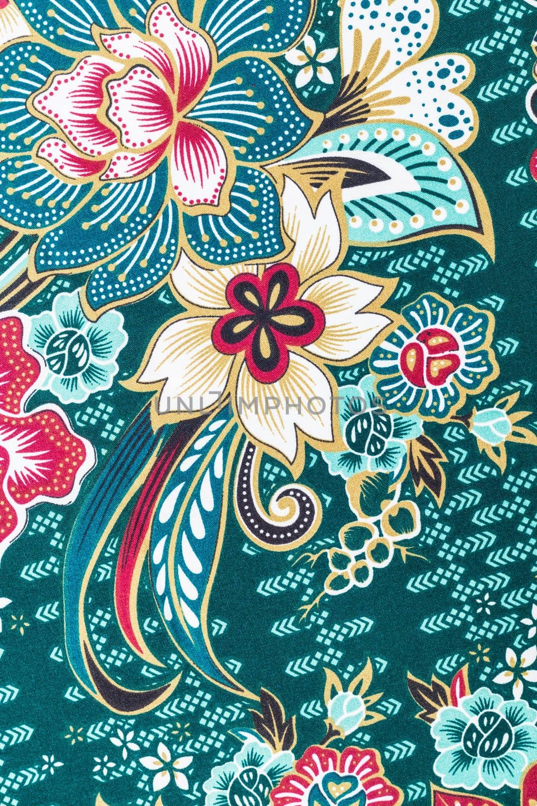 The Batik sarong pattern background in Thailand, traditional batik sarong in Asian. by Gamjai