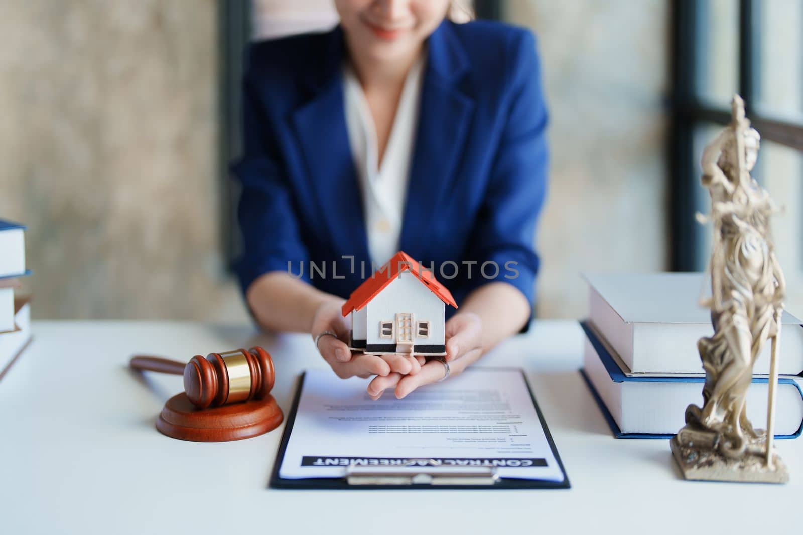 Law, Consultation, Agreement, Contract, Concept Attorney or Lawyer is sitting and accepting complaints from clients for home and land matters in court