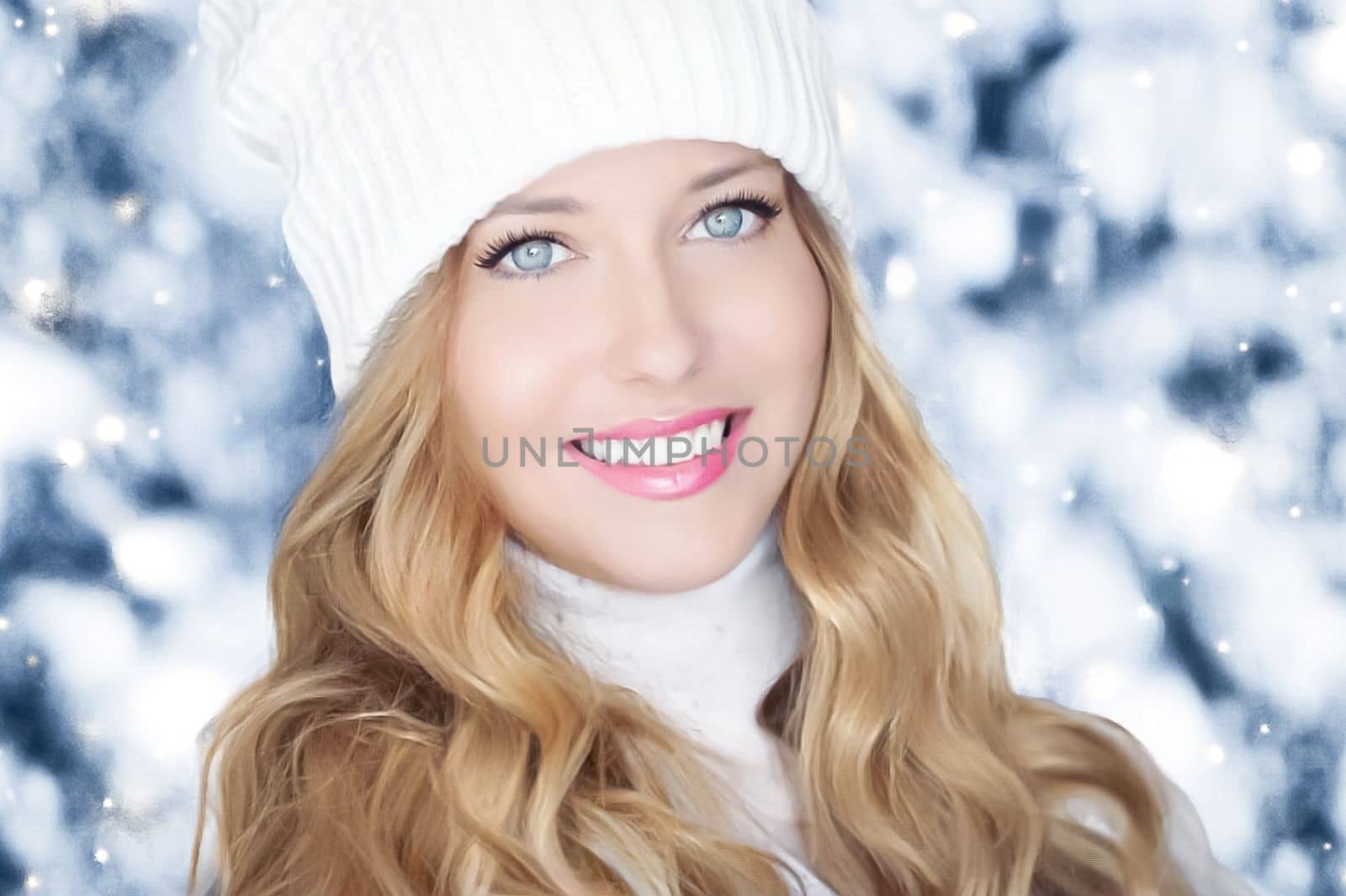 Winter holiday travel, lifestyle and fashion, beautiful happy woman and snowy forest, nature, ski resort and leisure activity outdoors Christmas, New Year and holidays portrait by Anneleven