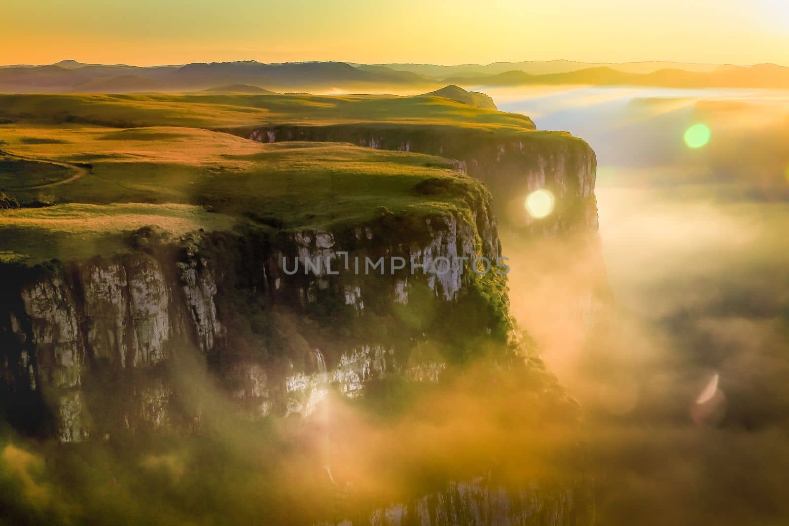 Canyon Fortaleza and jungle valley at sunny day, Rio Grande do Sul, Southern Brazil