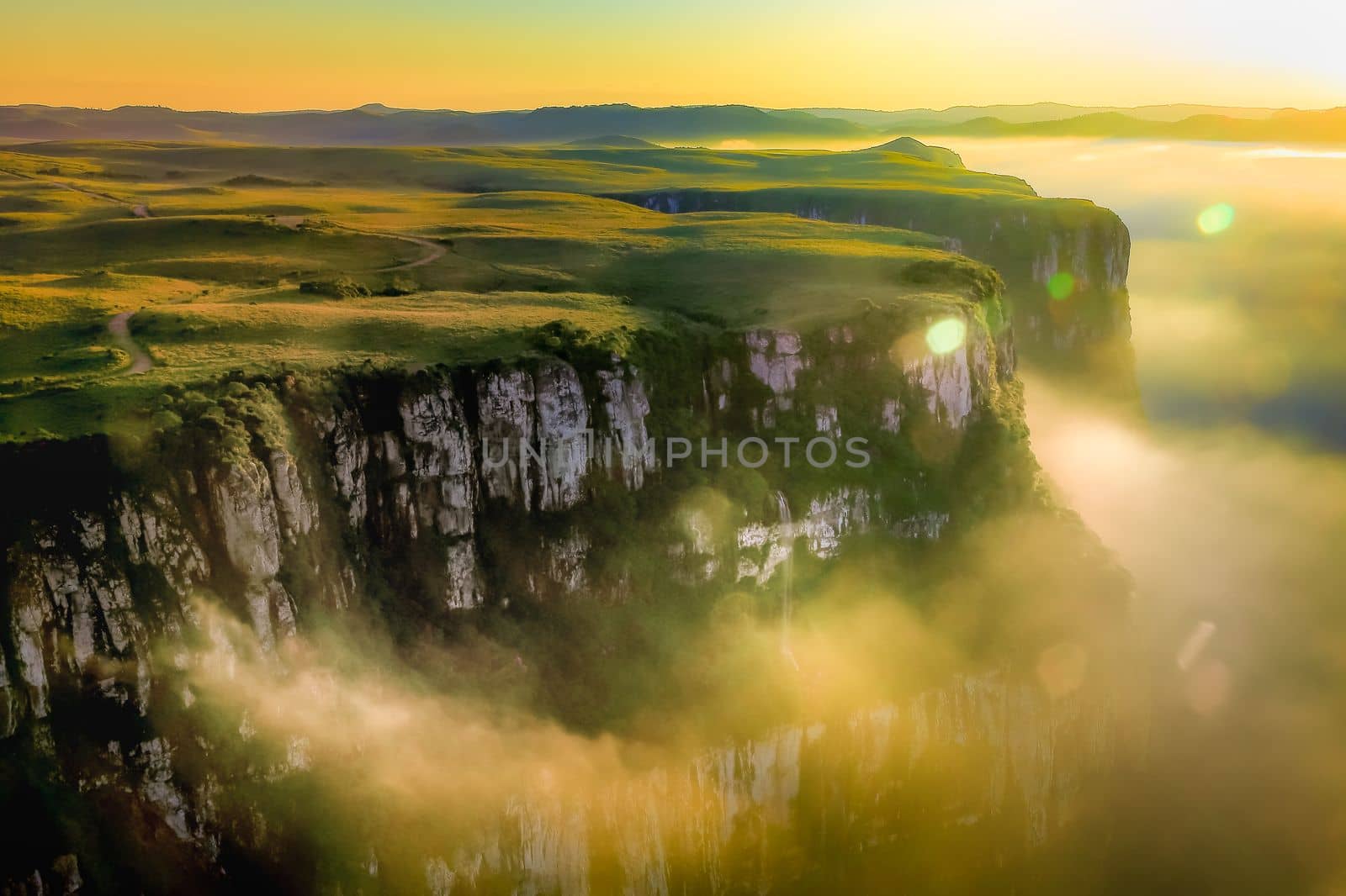 Canyon Fortaleza and jungle valley at sunny day, Rio Grande do Sul, Southern Brazil