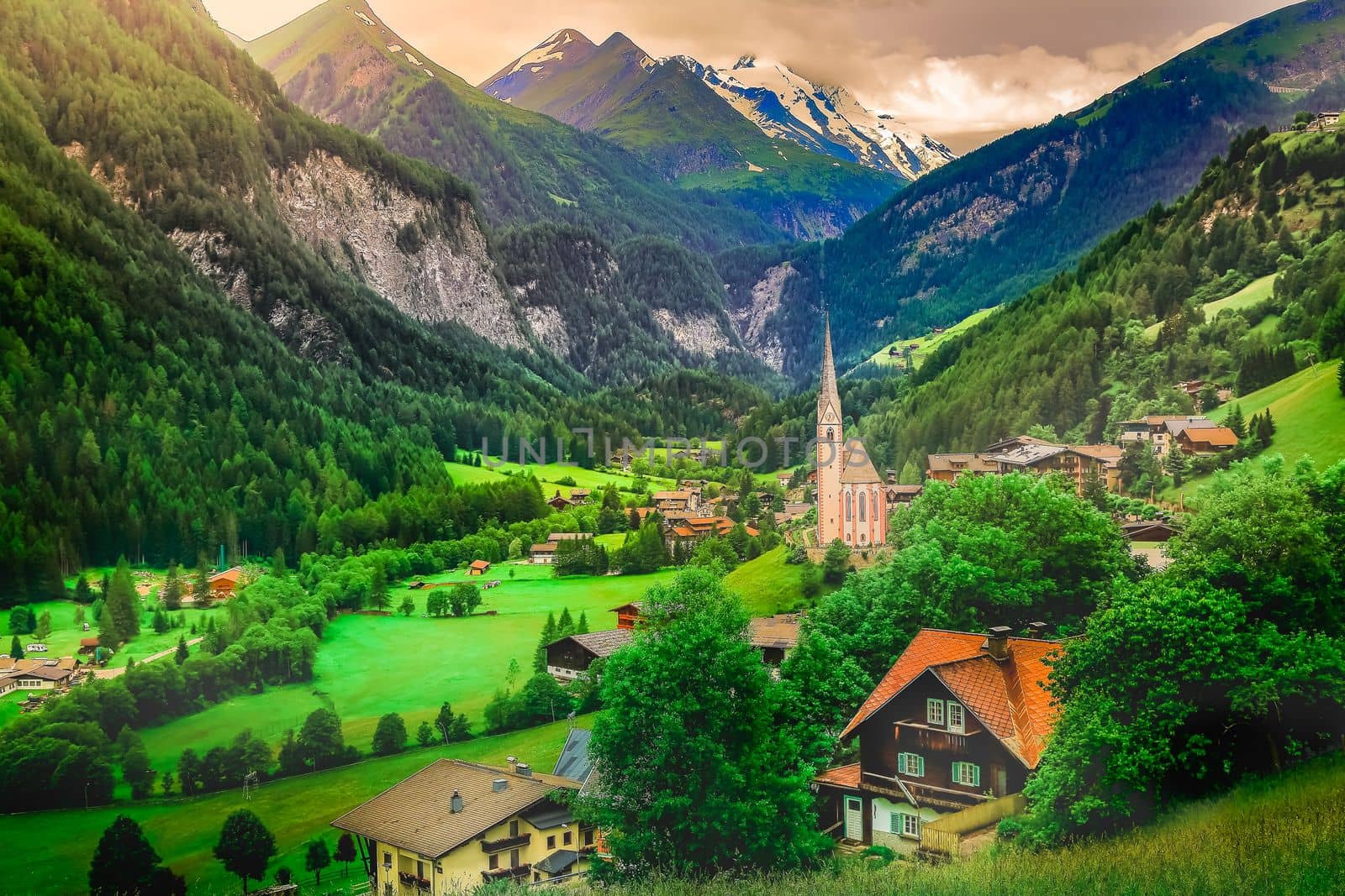 Idyllic Heiligenblut alpine village in Grossglockner National Park, Austria