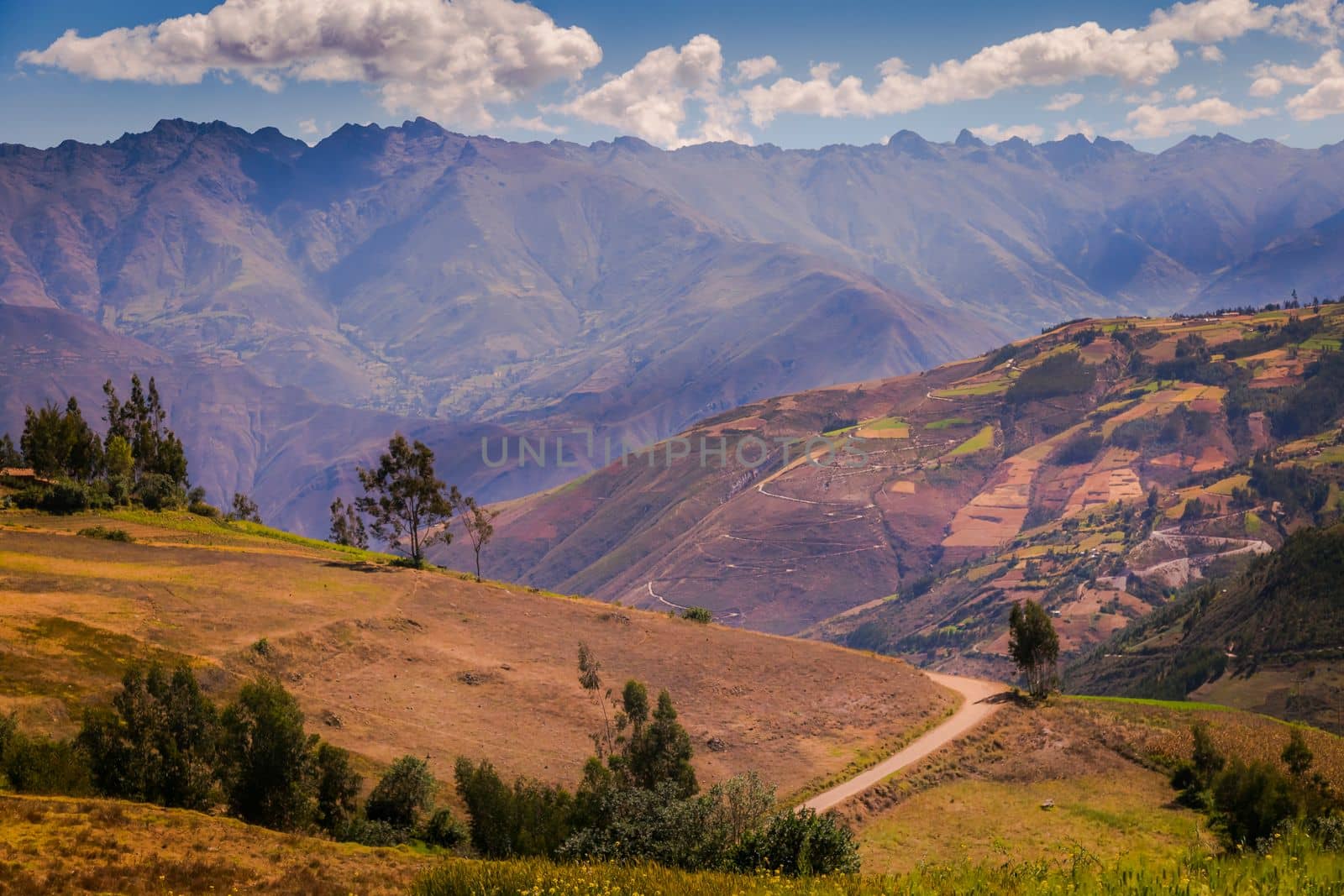 Country winding Road, mountain pass in Huascaran, Cordillera Blanca, snowcapped Andes, Ancash, Peru
