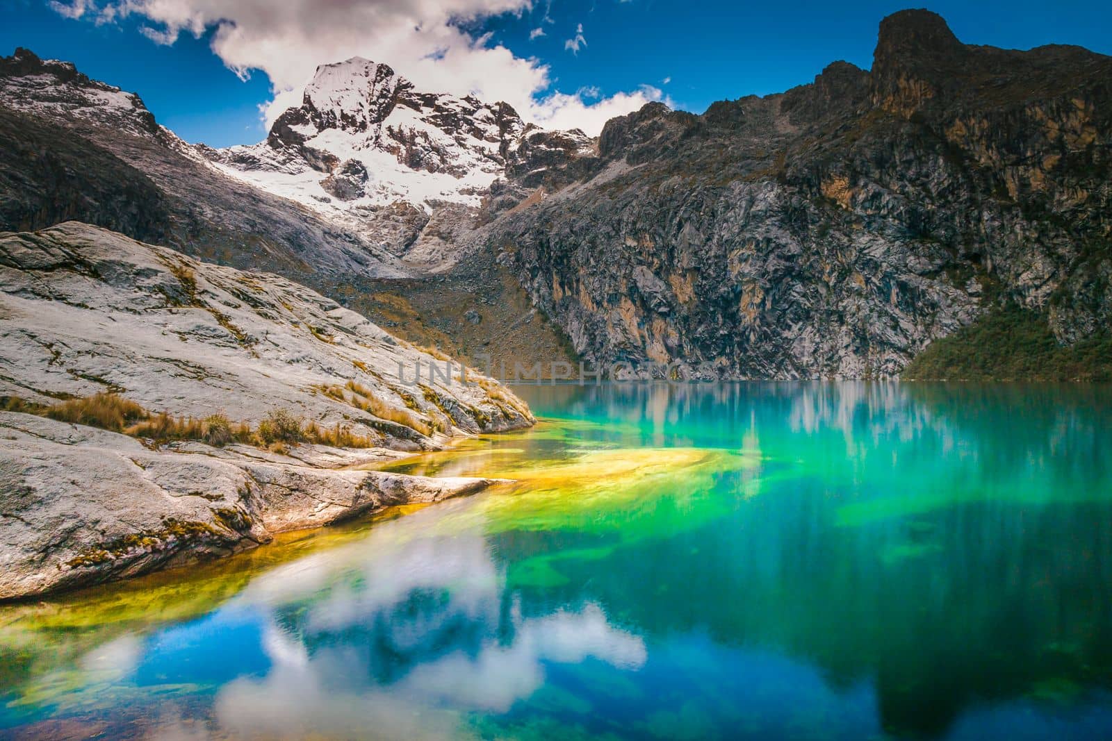 Laguna Churup and Cordillera Blanca, long exposure, Ancash Andes, Peru