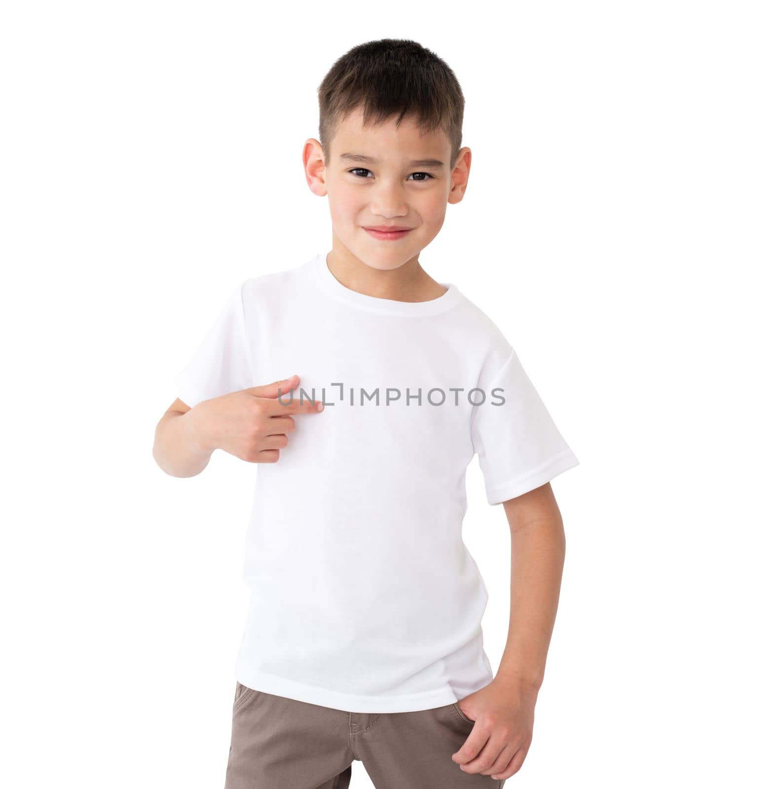 Cute little boy wearing blank t-shirt by GekaSkr