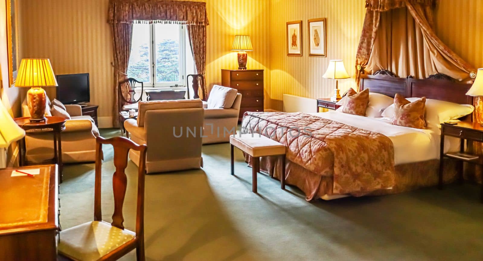 Bedfordshire, England circa January 2023: Luxury Luton Hoo Hotel interior, illustrative editorial