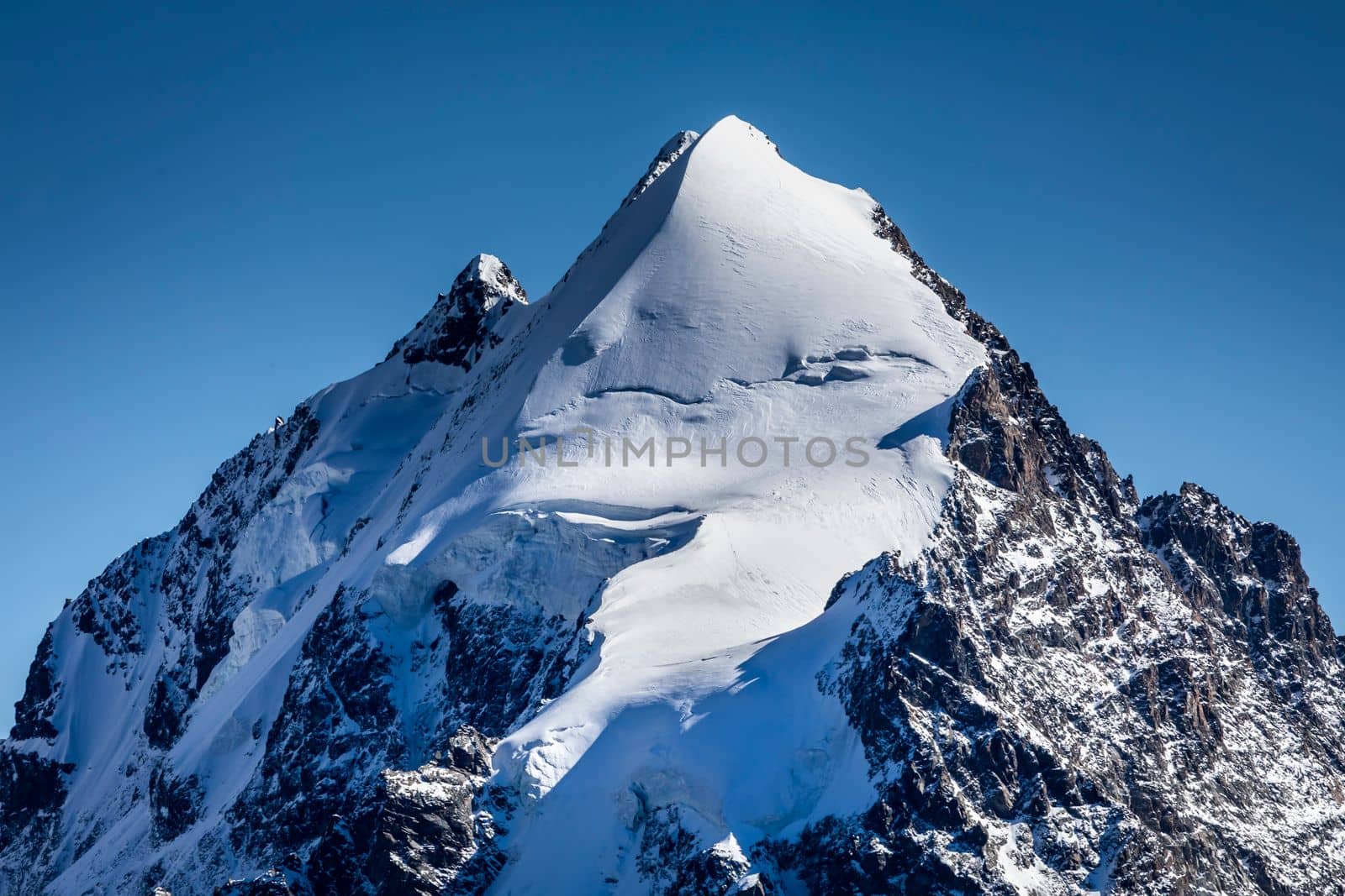 Bernina and Palu mountain range with glaciers in the Swiss Alps, Engadine, Switzerland