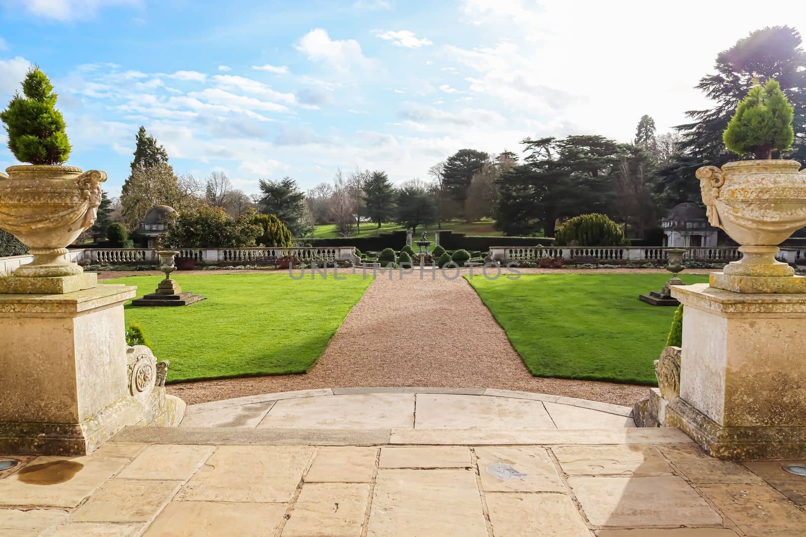 Bedfordshire, England circa January 2023: Luxury Luton Hoo Hotel exterior, illustrative editorial