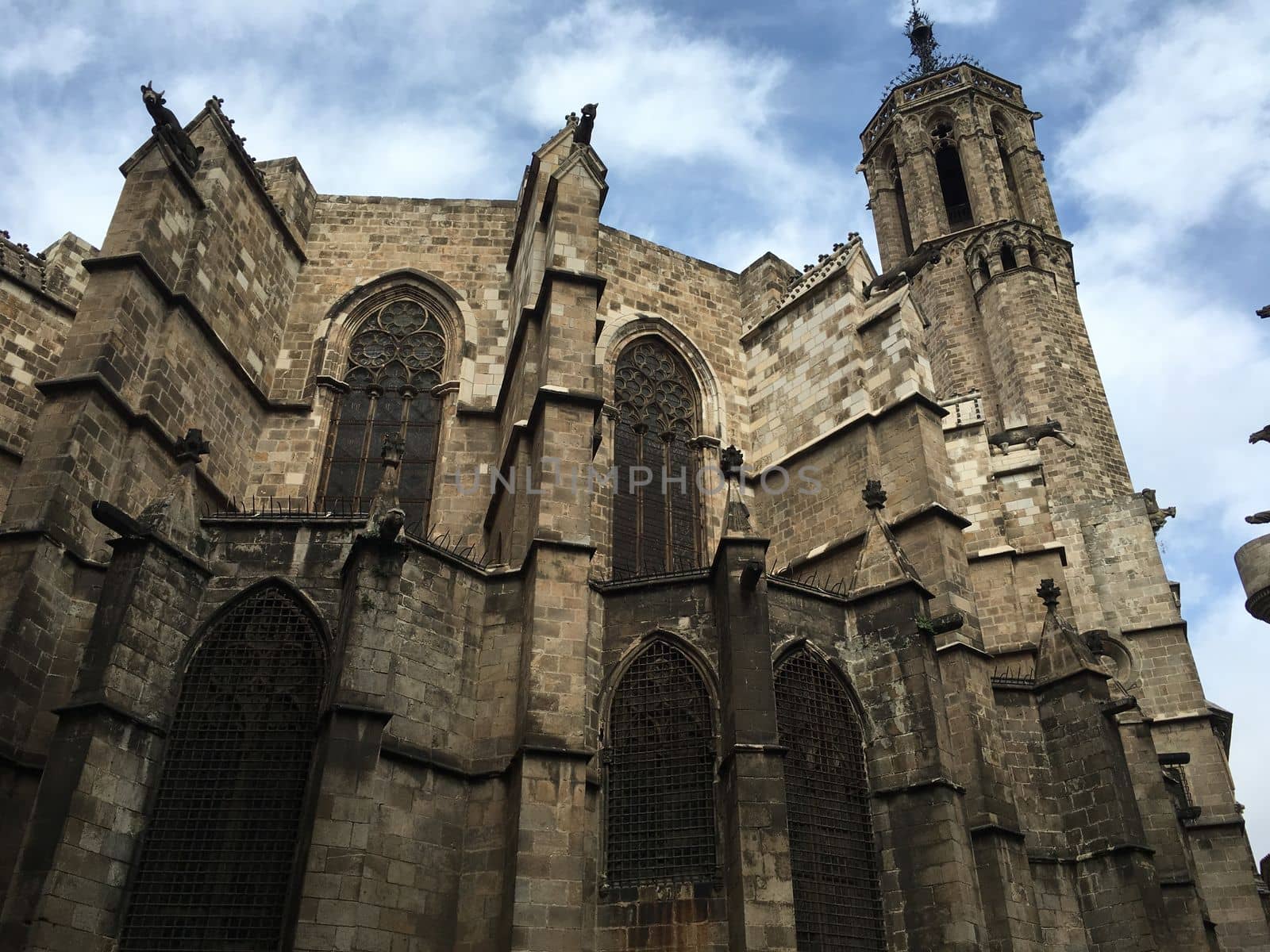 City street architecture in barcelona spain in summer. High quality photo