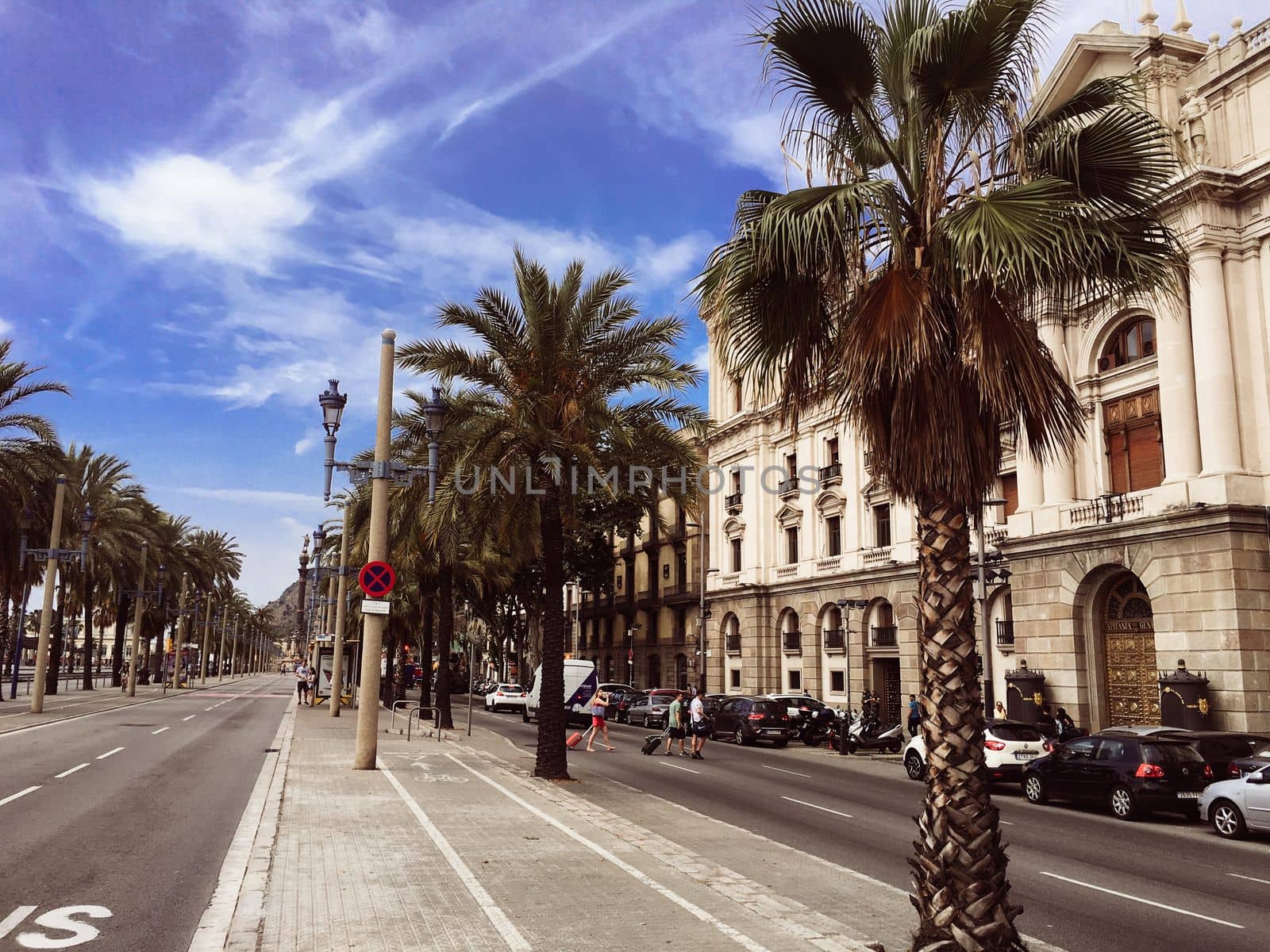 City street architecture in barcelona spain in summer. High quality photo