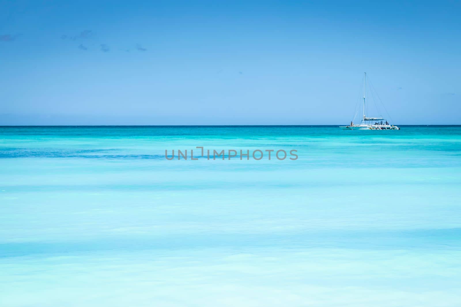 Tropical paradise, sand beach in caribbean Saona Island, Punta Cana, Dominican Republic