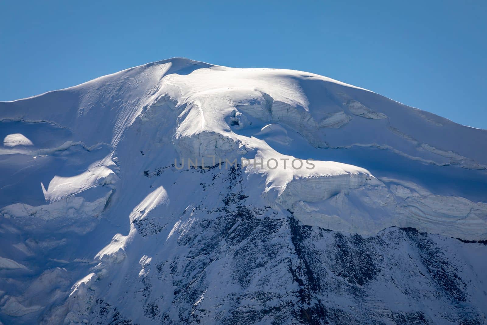 Bernina and Palu mountain range with glaciers in the Swiss Alps, Engadine, Switzerland