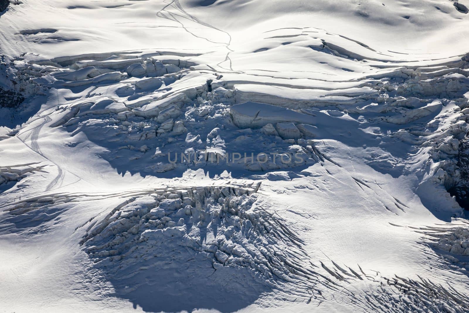 Close-up of Morteratsch glacier in the Bernina Masif, Swiss Alps, Engadine, Switzerland