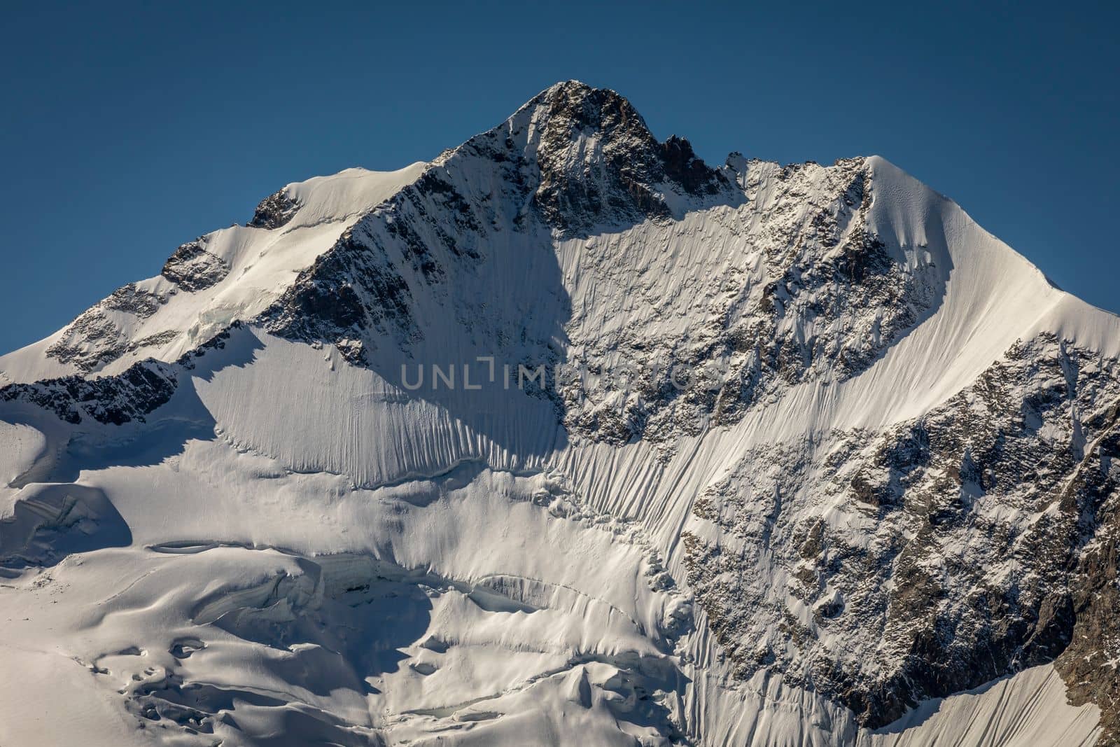 Bernina and Palu mountain range with glaciers in the Swiss Alps, Engadine, Switzerland
