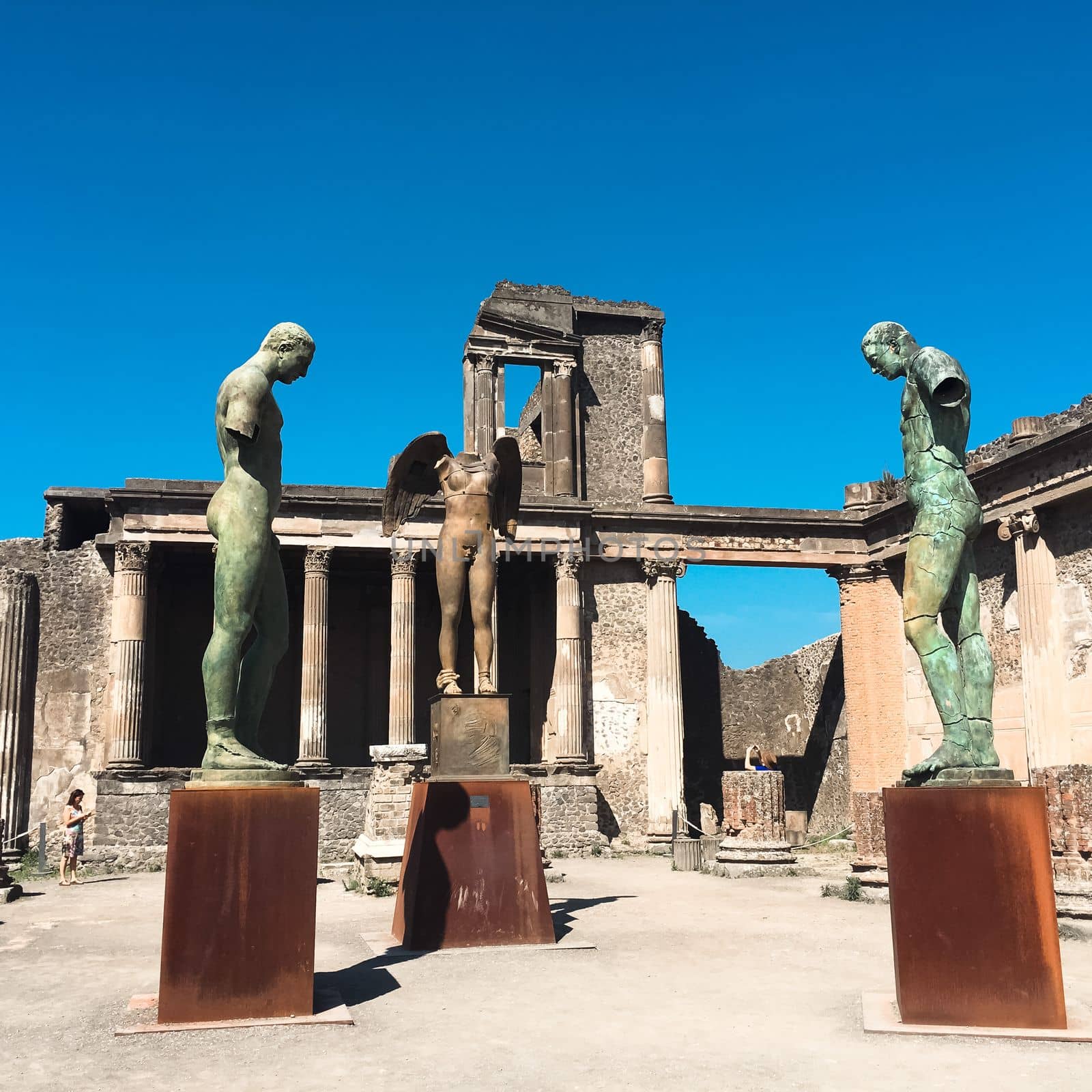 Views over bastille pompeii and mount vesuvius in naples italy. High quality photo