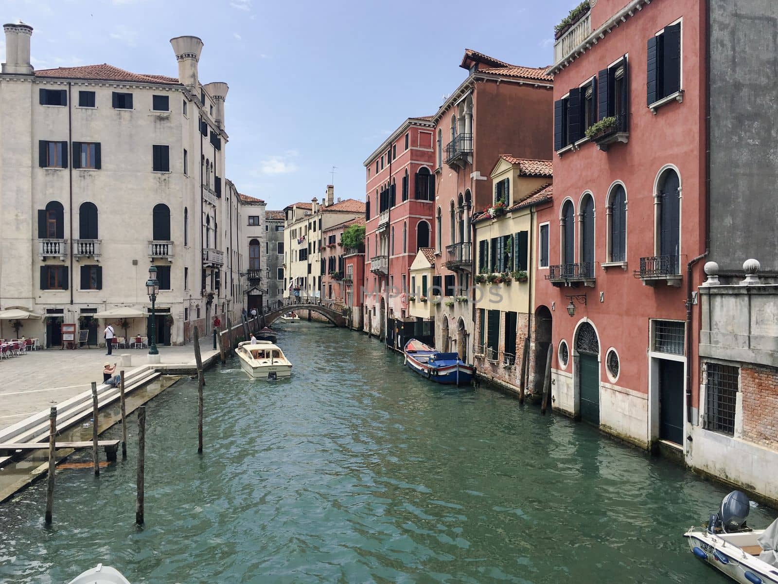 Views of the city river canals in Venice Italy in summer of europe. High quality photo