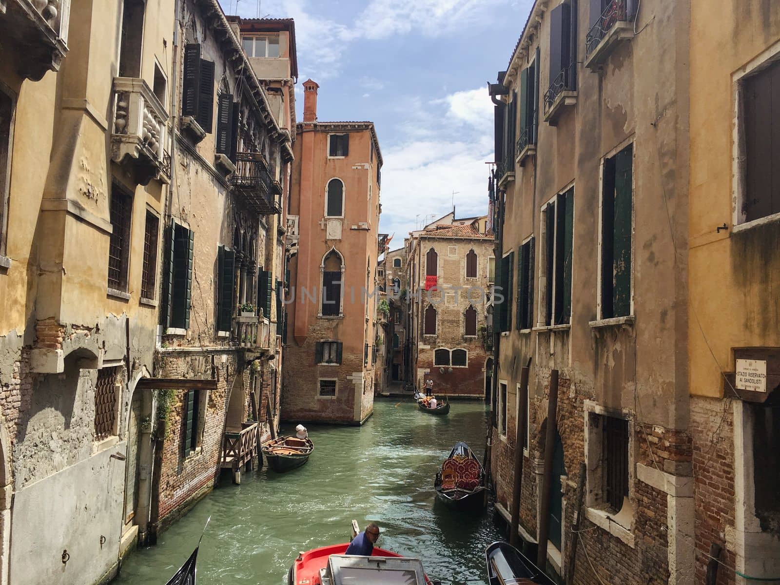 Views of the city river canals in Venice Italy in summer of europe. High quality photo