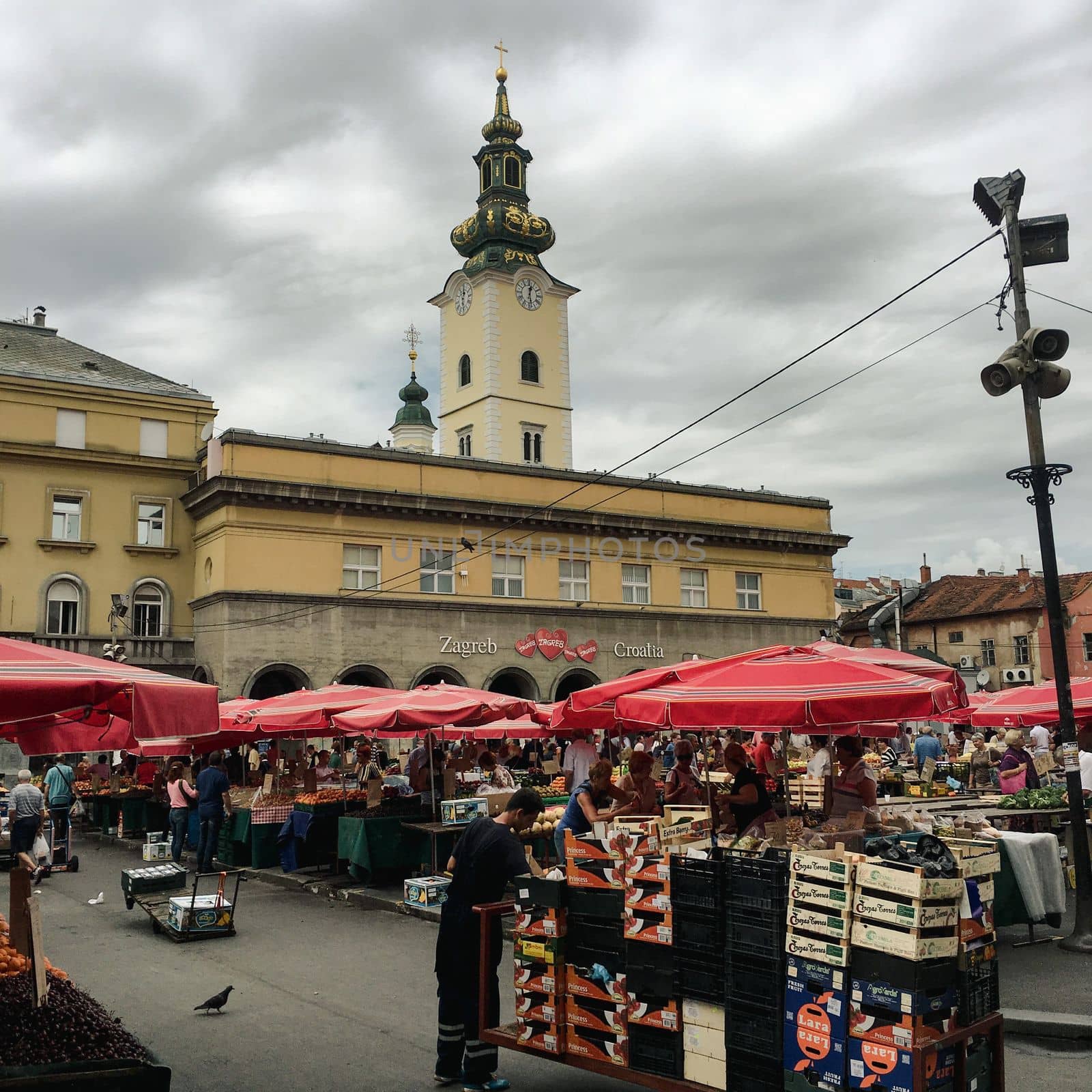Market with street food and souvenirs in zagreb croatia. High quality photo
