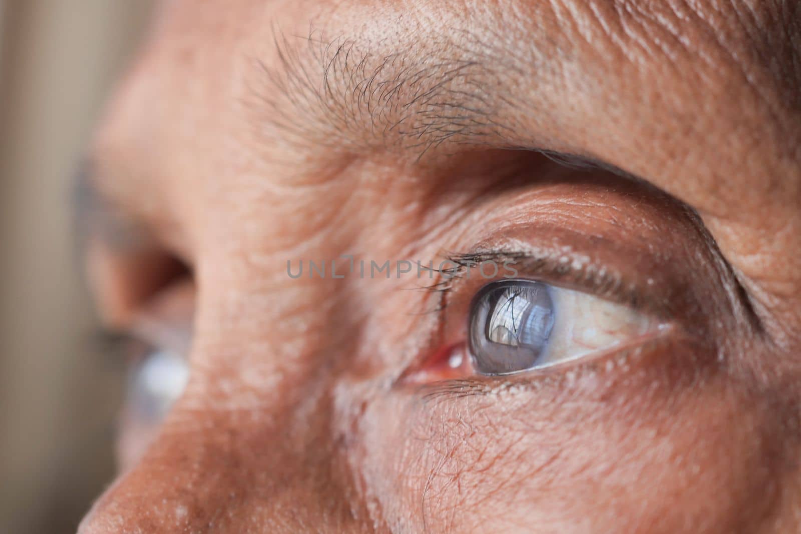 detail shot of asian senior women eye ,