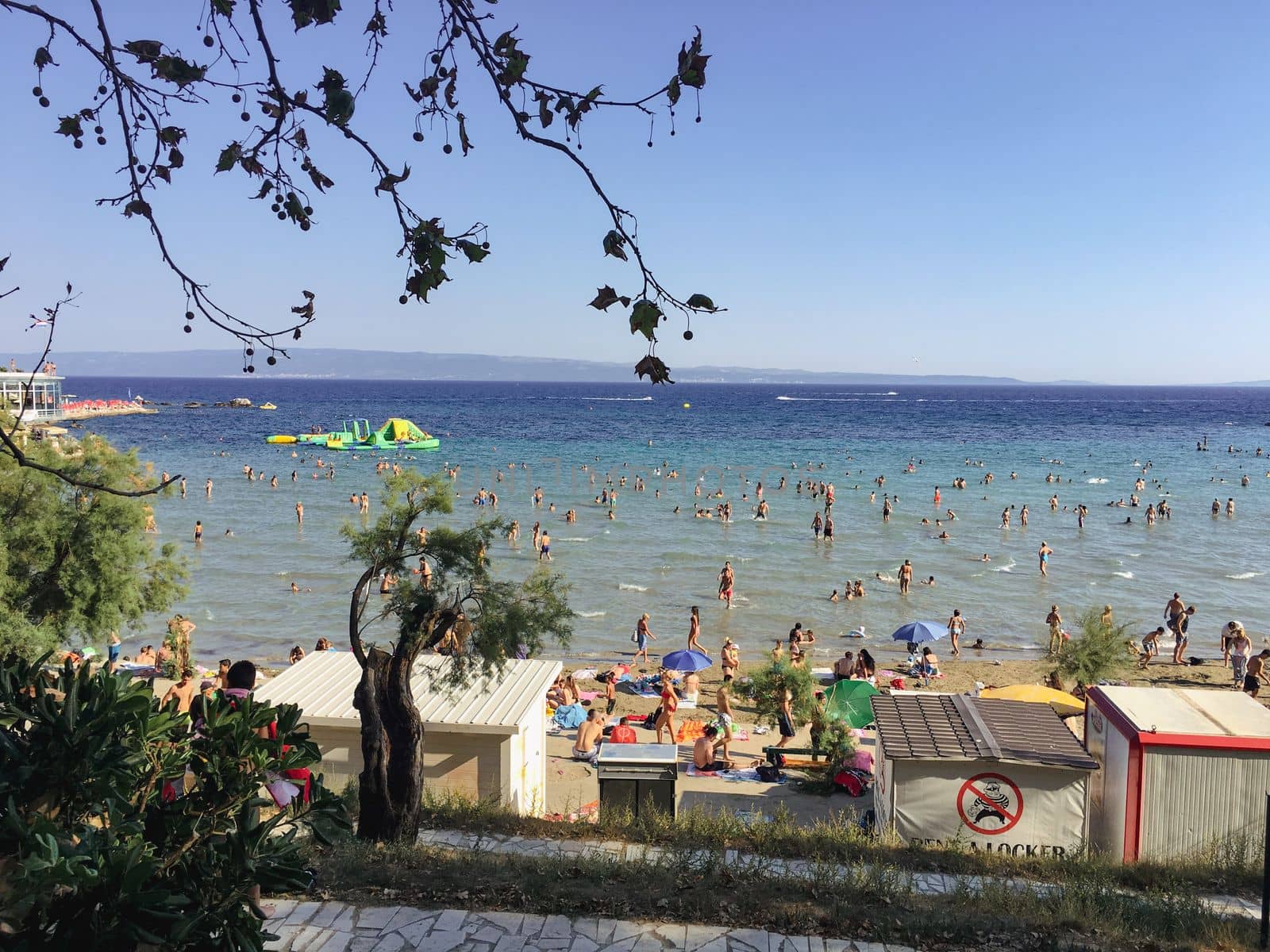 Beach views over the city of downtown Split in Croatia during the summer months in europe. High quality photo