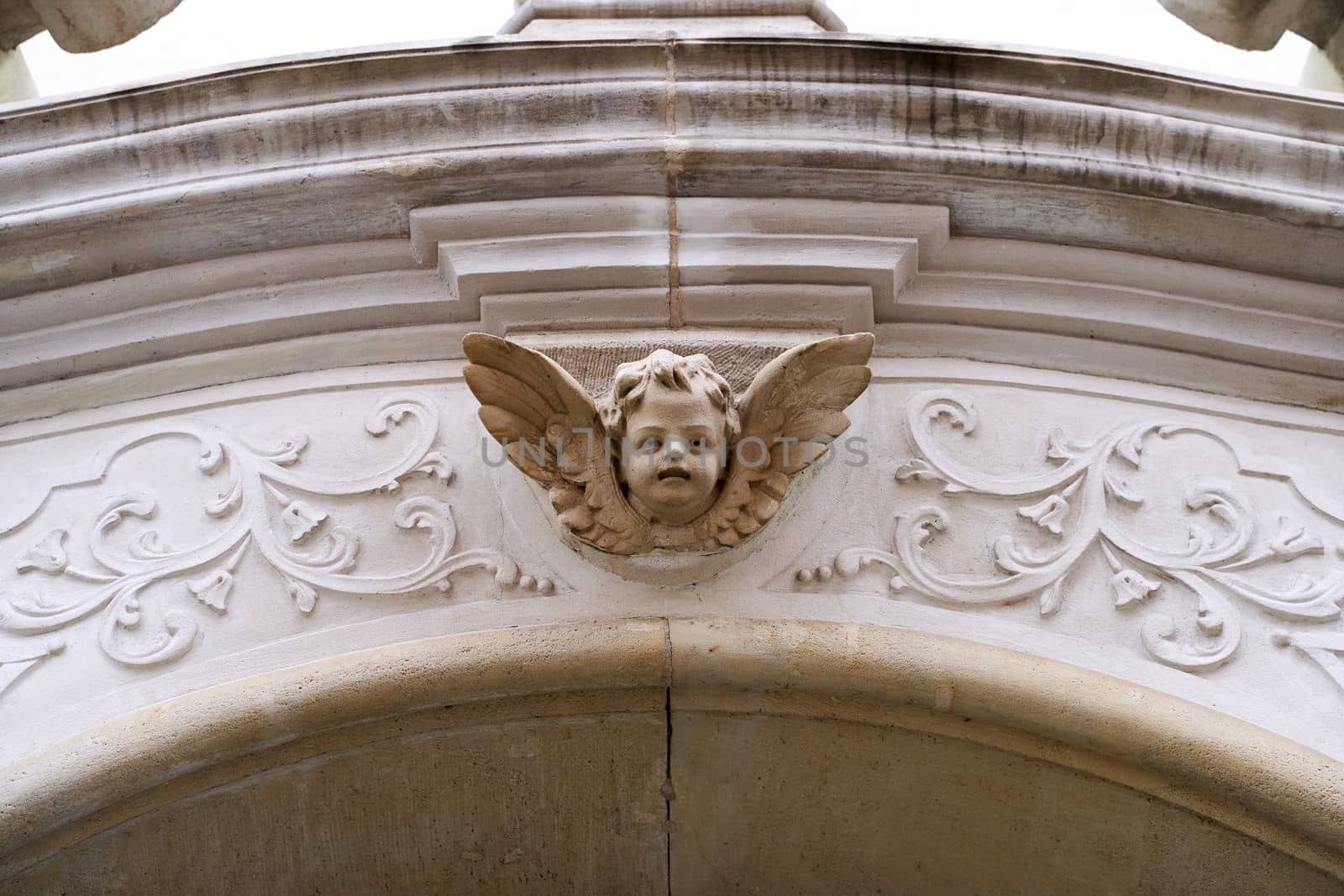 Angel scupture, an old architecture detail in Wroclaw, Poland