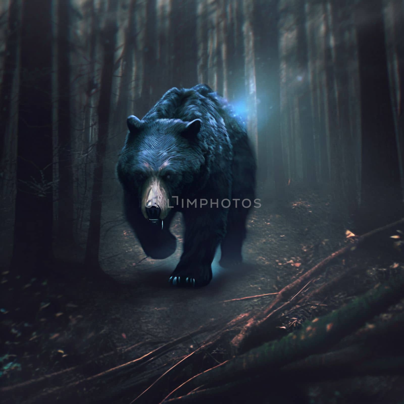 Bear in the forest. High quality illustration