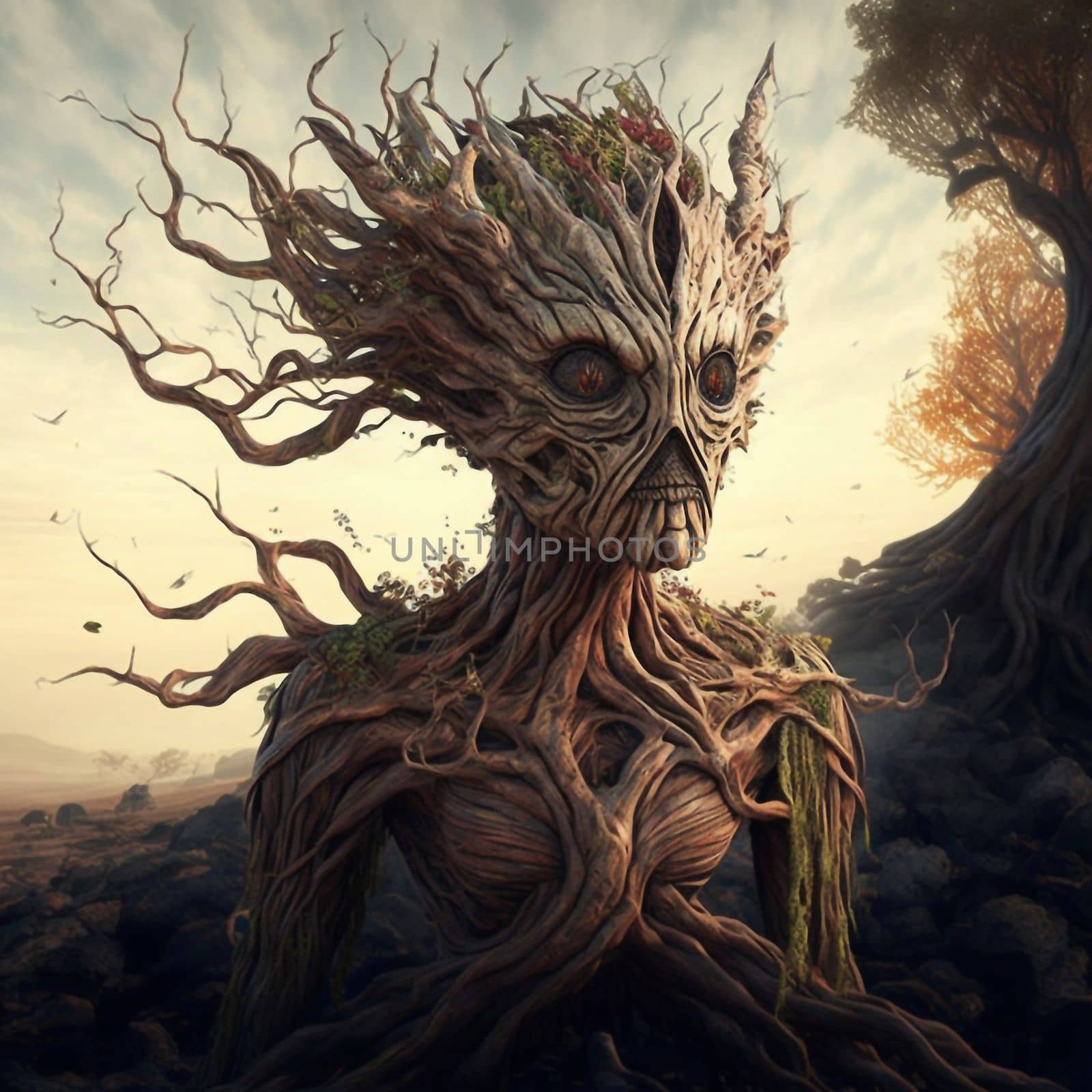 A fabulous tree with human features. High quality illustration