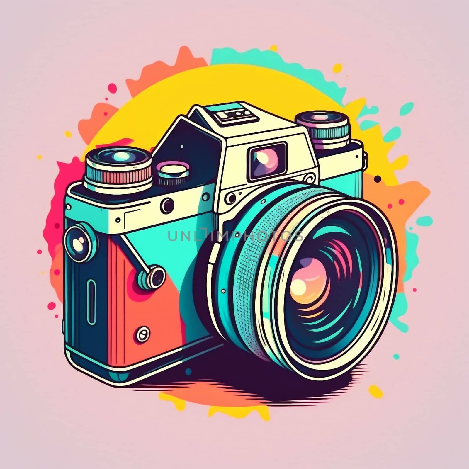 Camera cartoon graphic image colorful illustration by NeuroSky